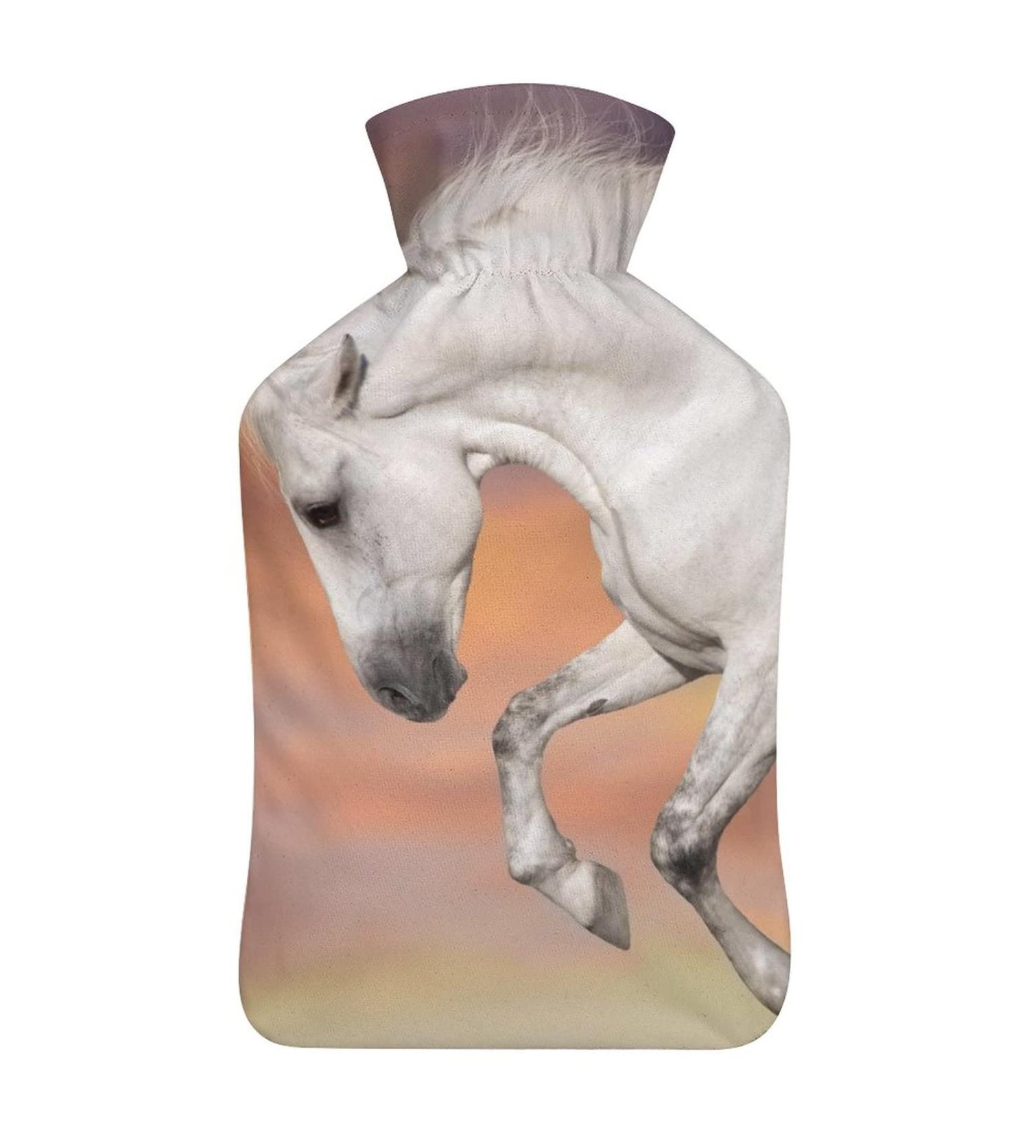 Running Horse Hot Water Bottle with Plush Cover | Hand Warmer for Adults & Children - 26.5x15.3cm - International Shipping Available - Buy Online on GoSupps.com