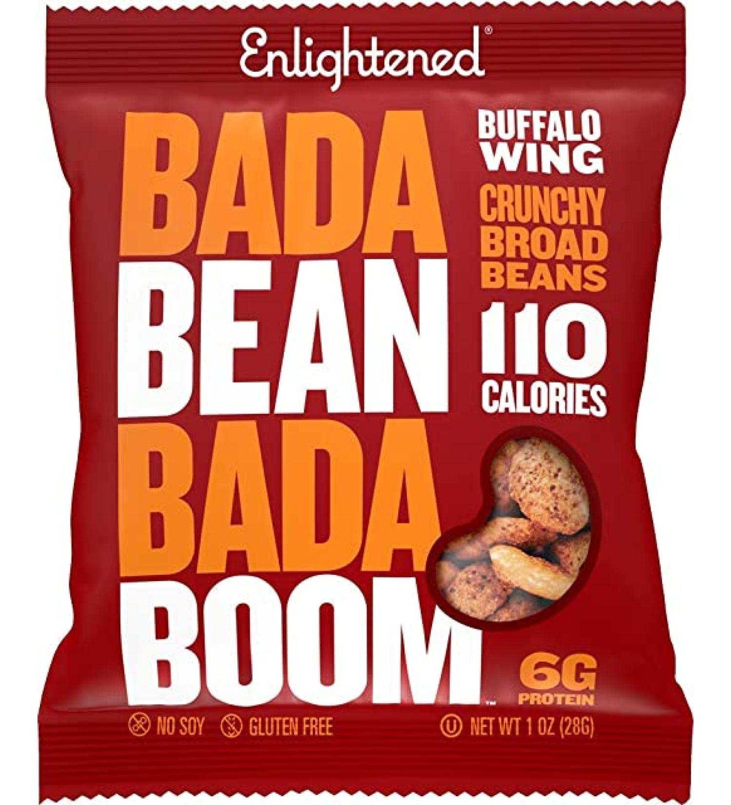 Enlightened Bada Bean Bada Boom - Buffalo Wing Vegan Protein Snacks | Gluten-Free Roasted Fava Beans (24 Pack) - Buy Online on GoSupps.com