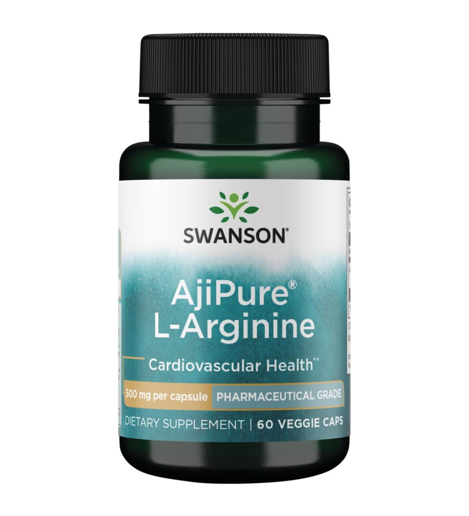 Swanson Amino Acid Ajipure L-Arginine Pharmaceutical Grade 500 Milligrams 60 Veg Capsules