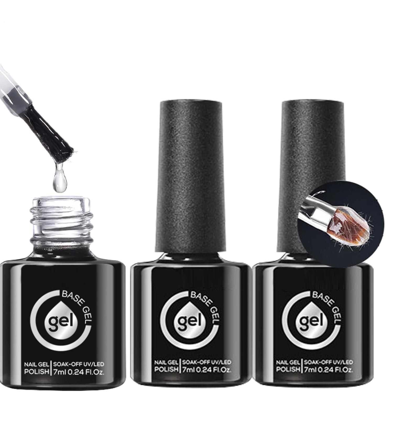 Nail Builder Gel | Transparent Base Gel Effect Fiberglass and Rubber Nail Polish | 3 Pieces Accessories Manicure Pedicure Transparent Long Lasting Soak Off for Travel Home - Buy Online on GoSupps.com