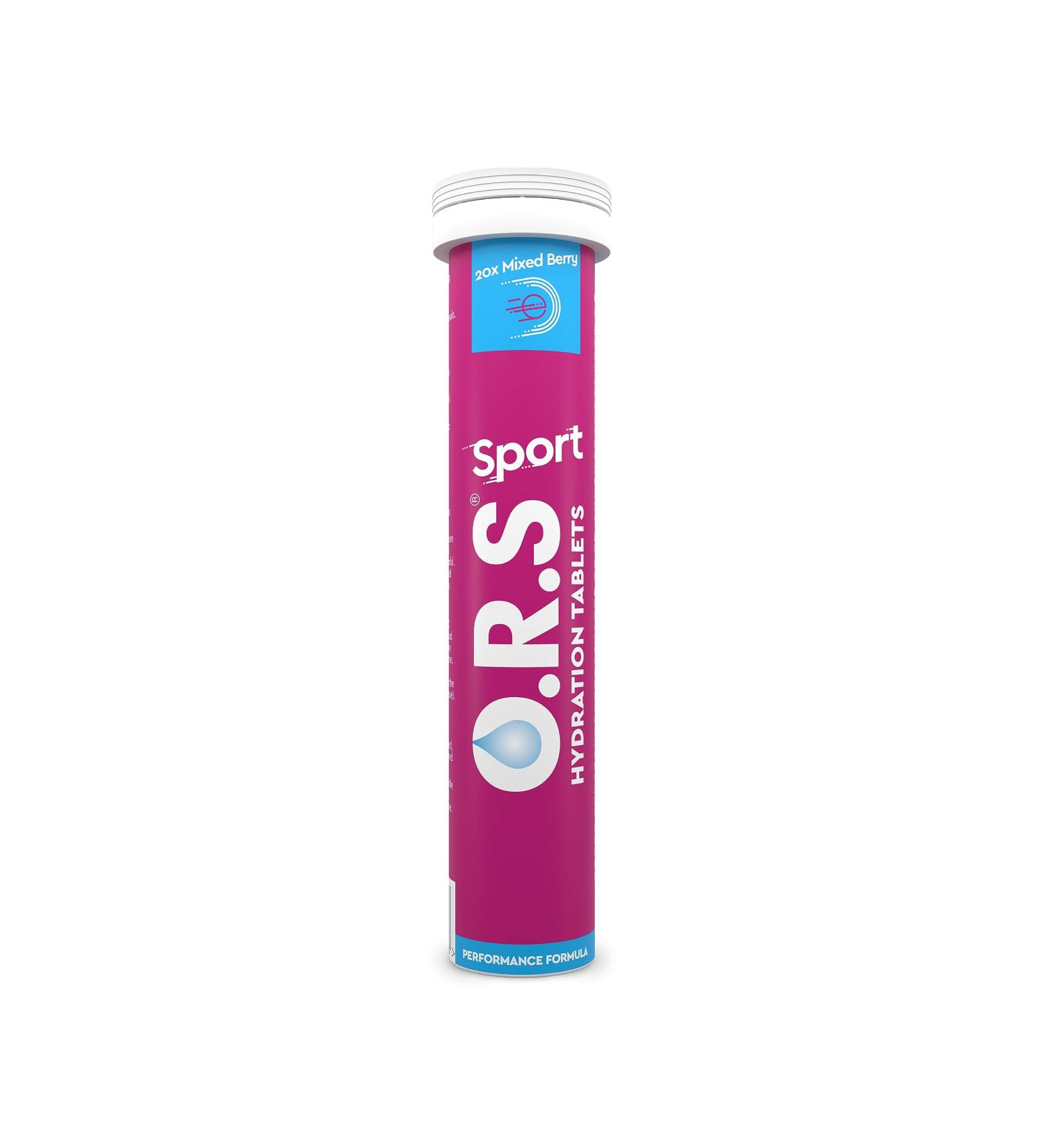 O.R.S Sport Hydration Tablets - Electrolytes, Vegan, Gluten & Lactose Free - 20 Tablets, Mixed Berry Flavor - Buy Online on GoSupps.com