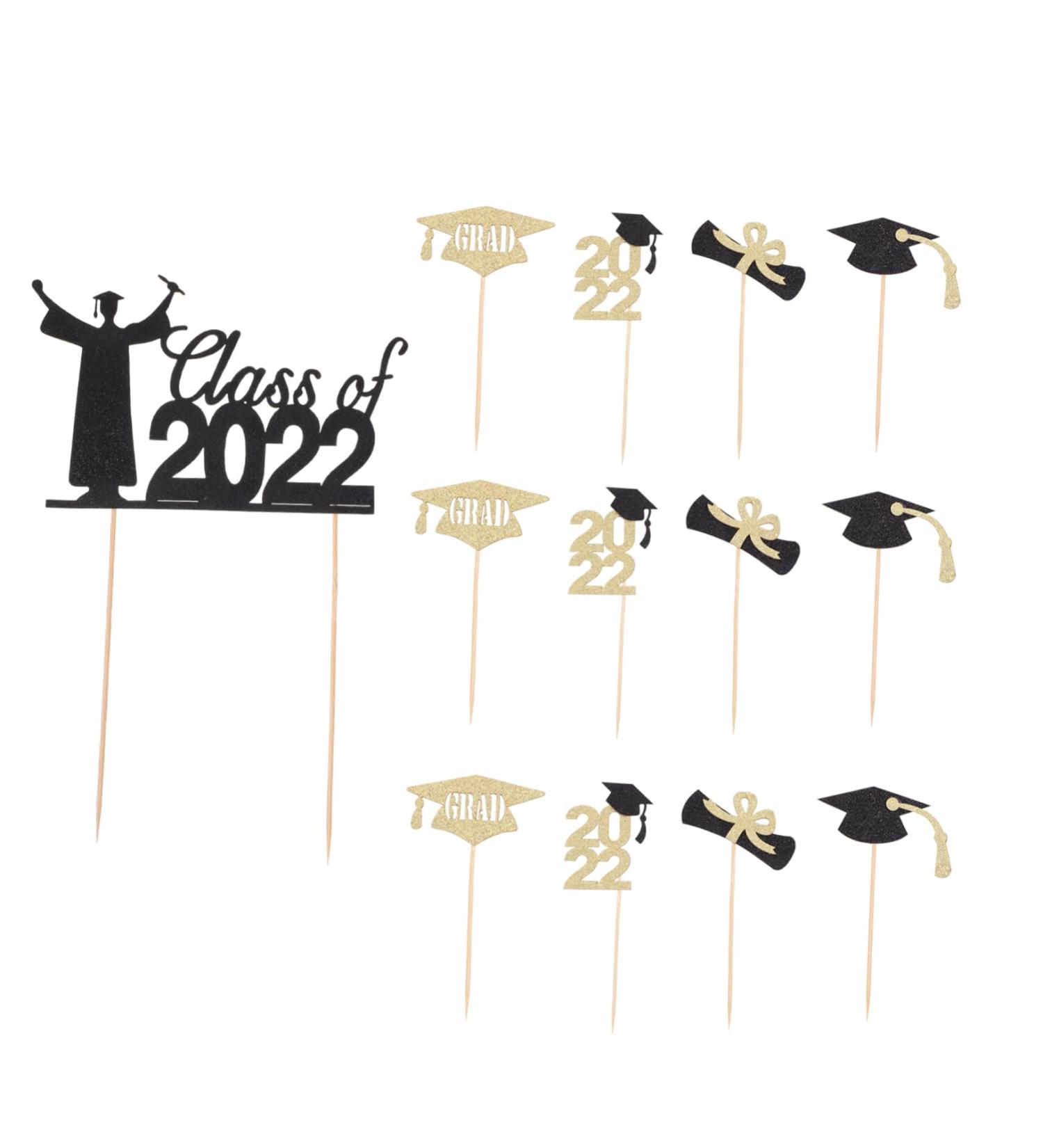 MAGICLULU 13pcs Graduation Season Cake Insert Cardstock Topper Graduate Dessert Toppers Graduation Baking Topper 2022 Cupcake Topper Congrats Desserts Inserts Toothpick Glitter Paper Food - Buy Online on GoSupps.com