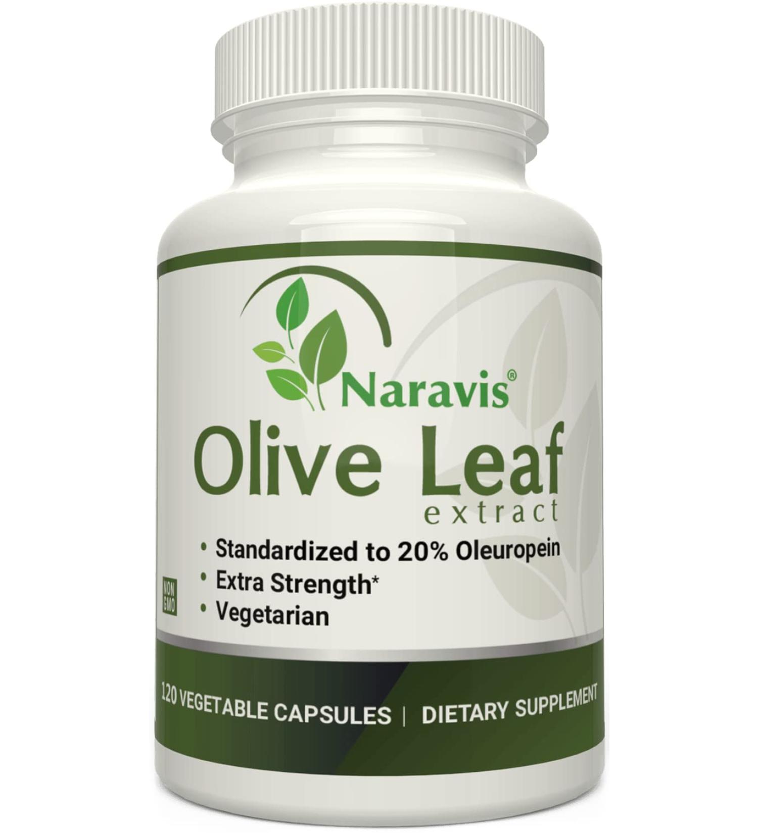 Naravis Olive Leaf Extract Capsules 750mg - 120 Veggie Capsules - 20% Oleuropein - Immune & Cardio Support - Antioxidant Supplement - Buy Online on GoSupps.com