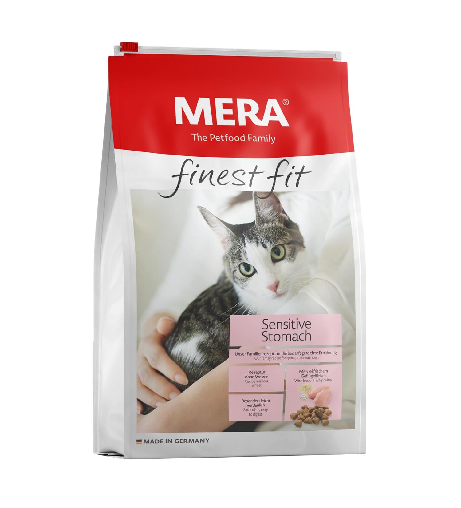 Mera Finest Fit Sensitive Stomach Cat Food - Dry Poultry & Rice Formula for Healthy Intestines (4 kg) - Sugar-Free Ideal for Cats with Sensitive Stomachs - Buy Online on GoSupps.com