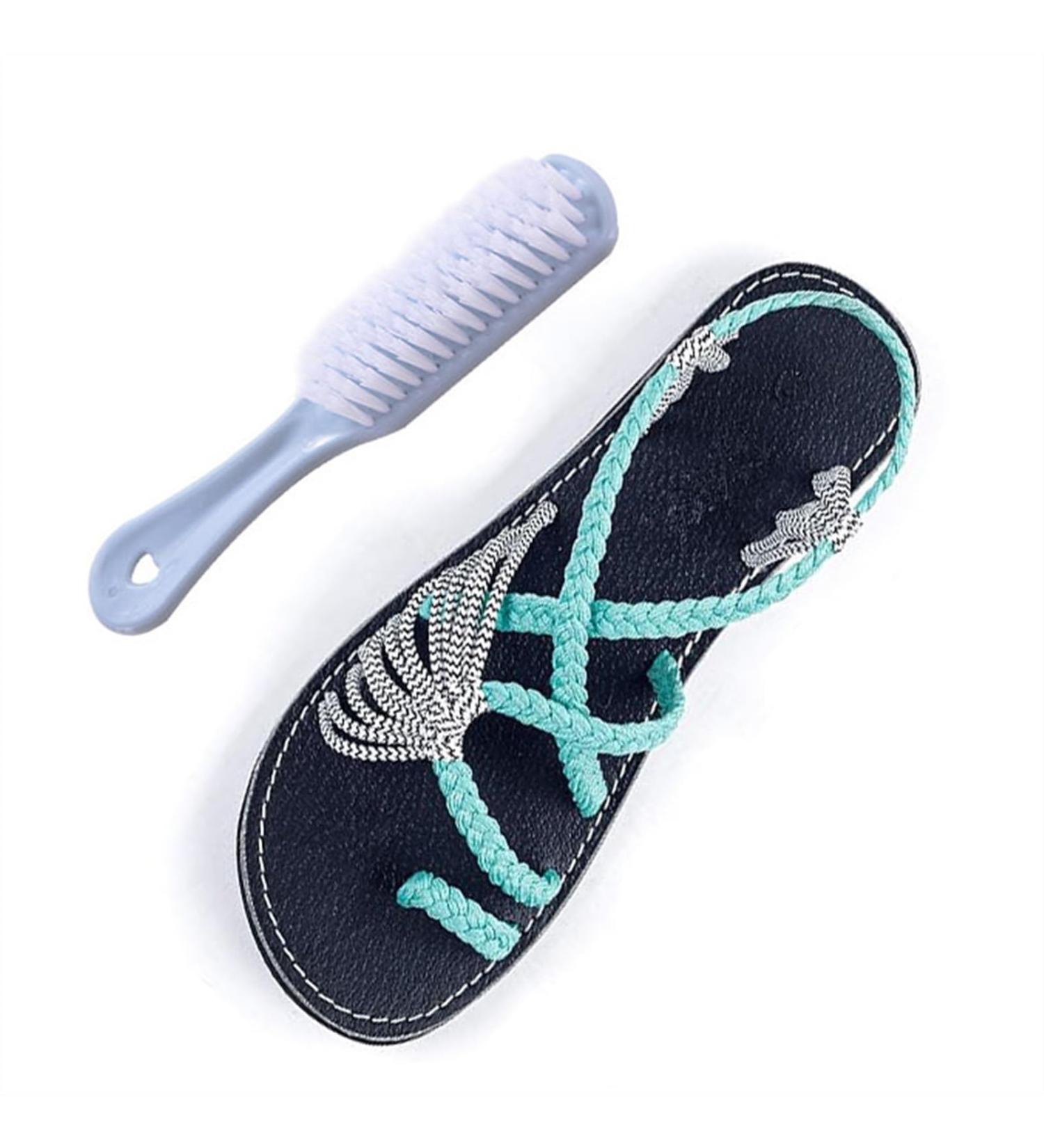 Women's Summer Orthopedic Sandals Breathable Strappy Braided Flat Bunion Corrector Flip Flops for Plantar Fasciitis & Heel Pain Size 8.5 Green/White - Buy Online on GoSupps.com