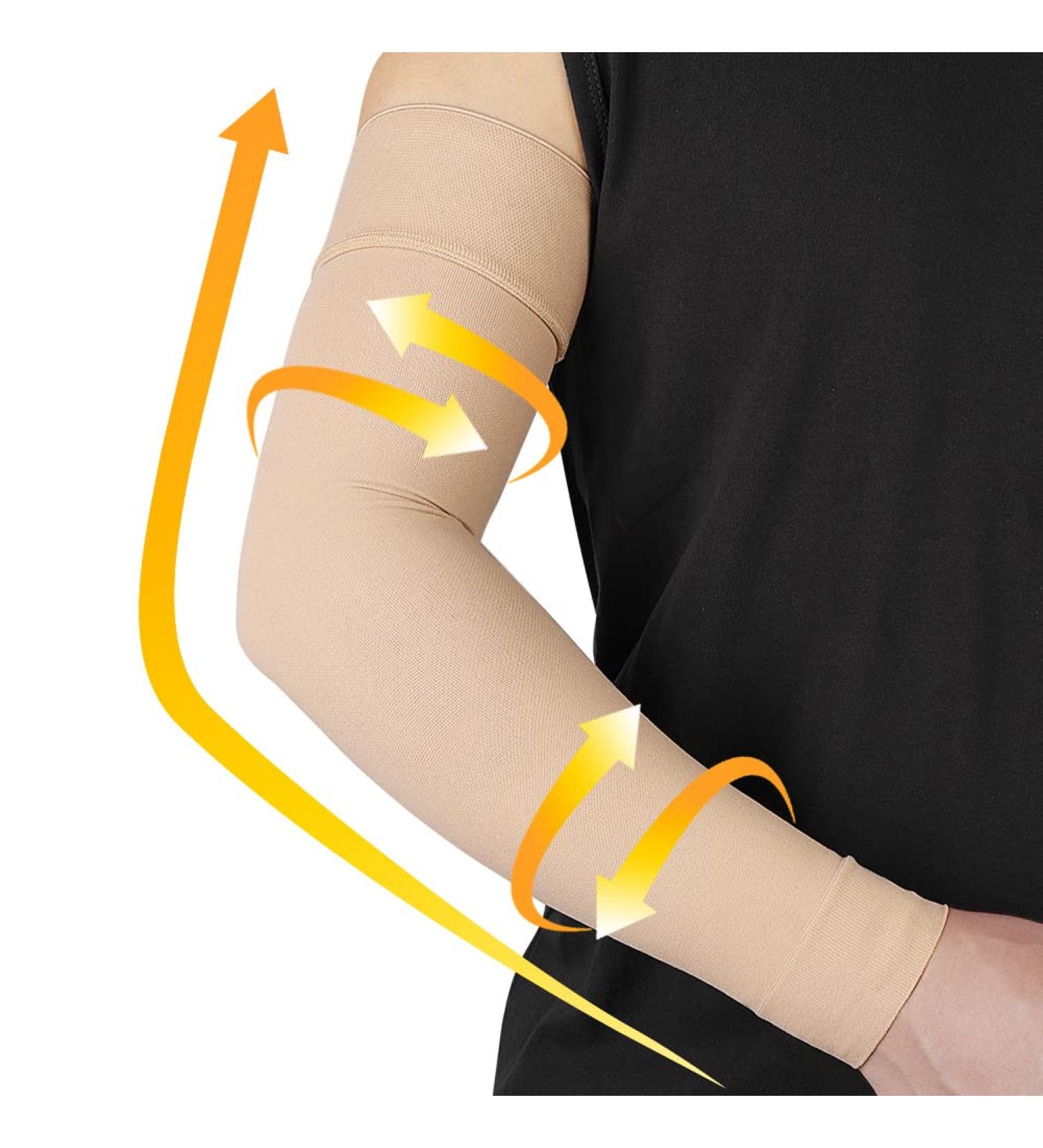 Beister Compression Arm Sleeve 20-30 mmHg for Pain Relief & Swelling - Medium Size, Single Arm Support with Silicone Band - Ideal for Lipedema, Lymphedema, Arthritis - Men and Women (Beige) - Buy Online on GoSupps.com