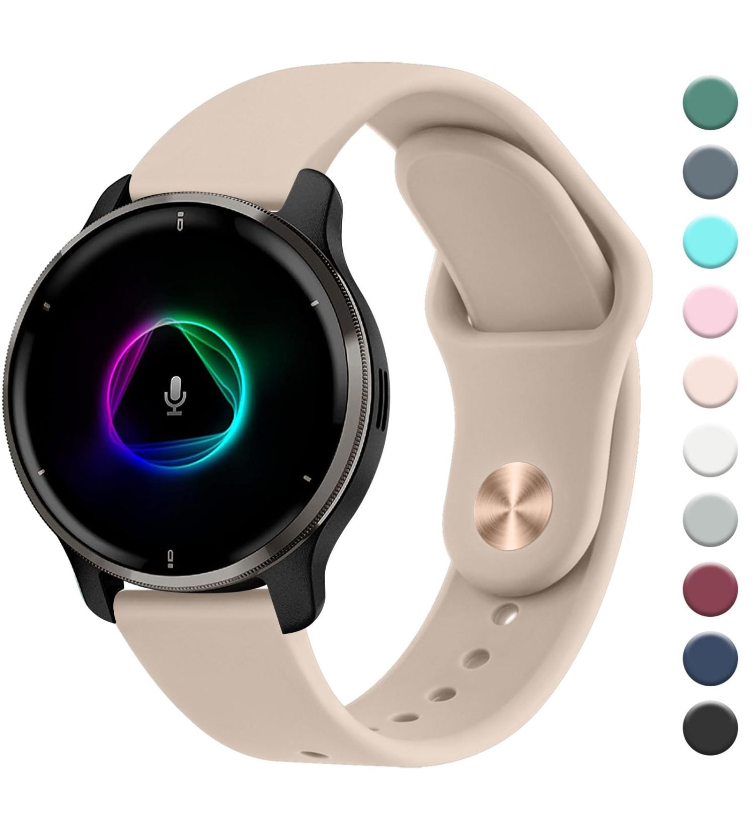 Mugust 20mm Silicone Bracelet for Garmin Venu/Venu 2 Plus/SQ/SQ 2 - Milk Tea Color - Classic Sport Replacement for Men and Women - Buy Online on GoSupps.com