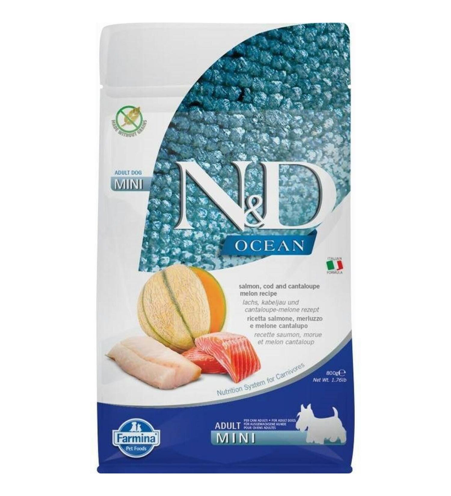 N&D Ocean Dog Salmon, COD and Cantaloupe Melon Adult Mini 800 GR