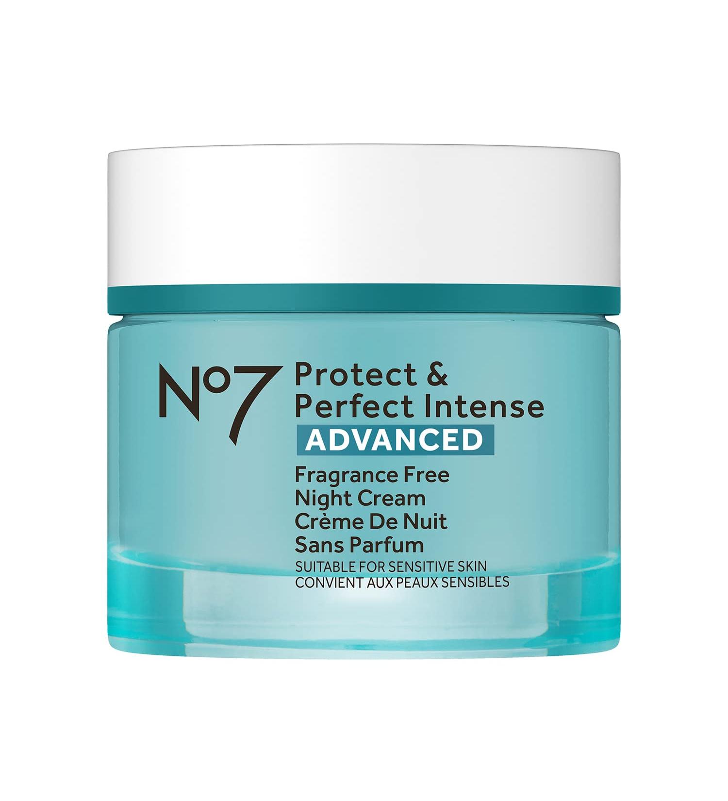 No7 Protect & Perfect Intense Advanced Fragrance Free Night Cream - Vitamin E & Shea Butter - Collagen Peptide Moisturizer - Buy Online on GoSupps.com
