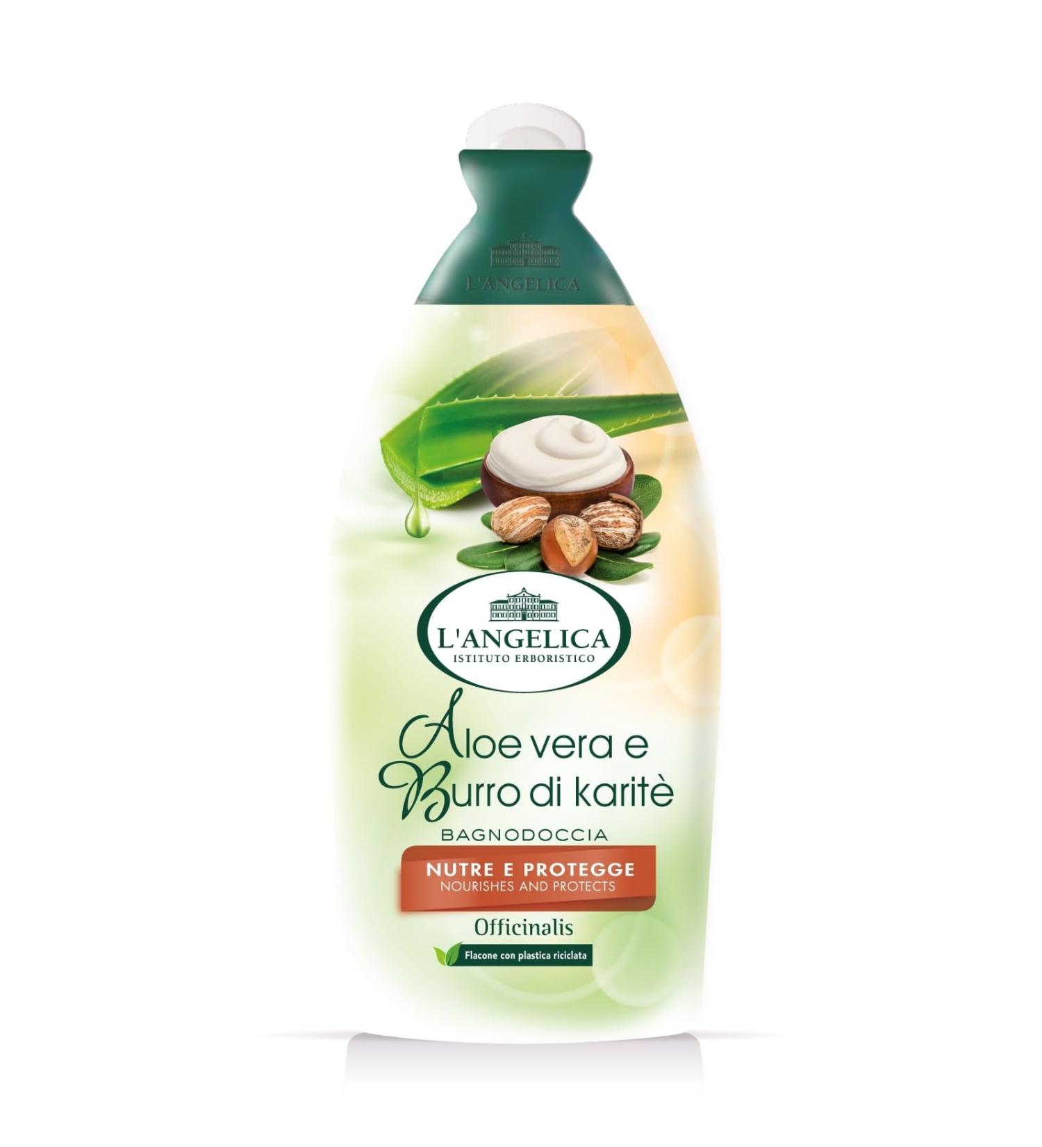 L'Angelica Angelica Officinalis Aloe Vera and Shea Butter Shower Gel Nourishes and Protects Naturally Soft Skin Paraben-Free Silicone-Free and GMO-Free 12 x 500 ml