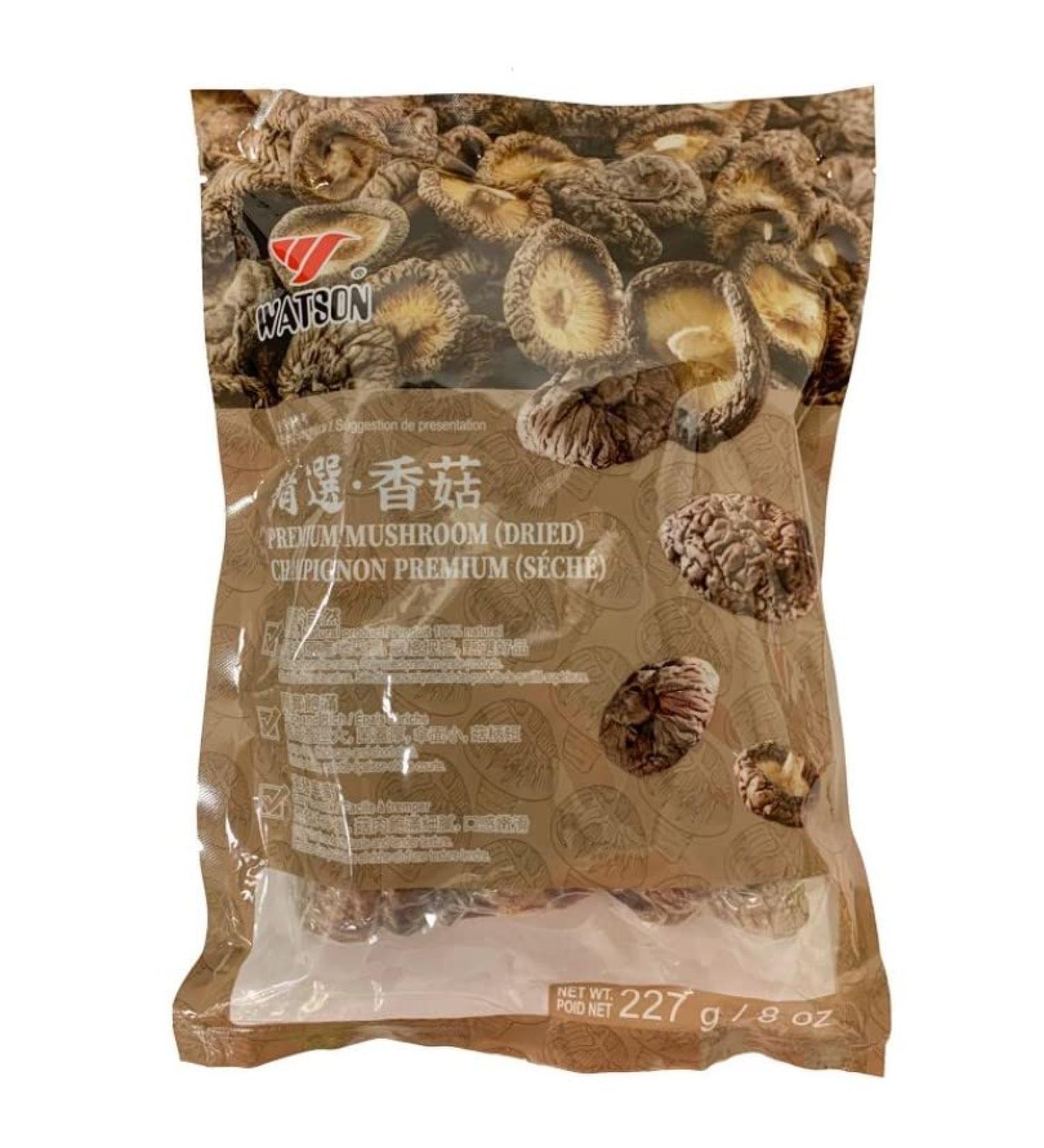 WATSON Premium Mushroom (Dried) | Dried Shiitake Mushroom | Dried Mushrooms | 227g / 8oz | Dried mushrooms for cooking | Vacuum-Locked Nutrients | Mushroom Soup Making | Dried Chinese mushroom | Selected Mushroom | - Buy Online on GoSupps.com
