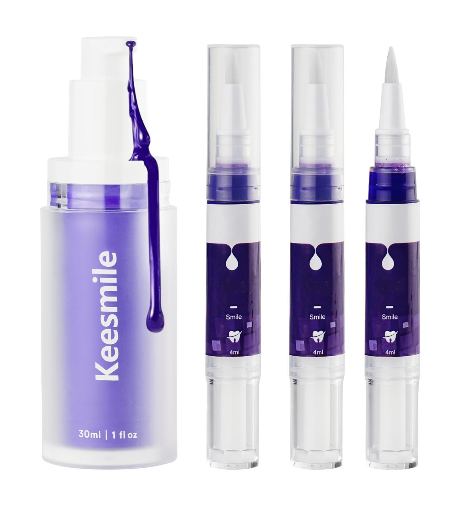 Purple Teeth Whitening Pen Set - Gentle Gel & Foam Kit for Sensitive Teeth | International Shipping - Buy Online on GoSupps.com