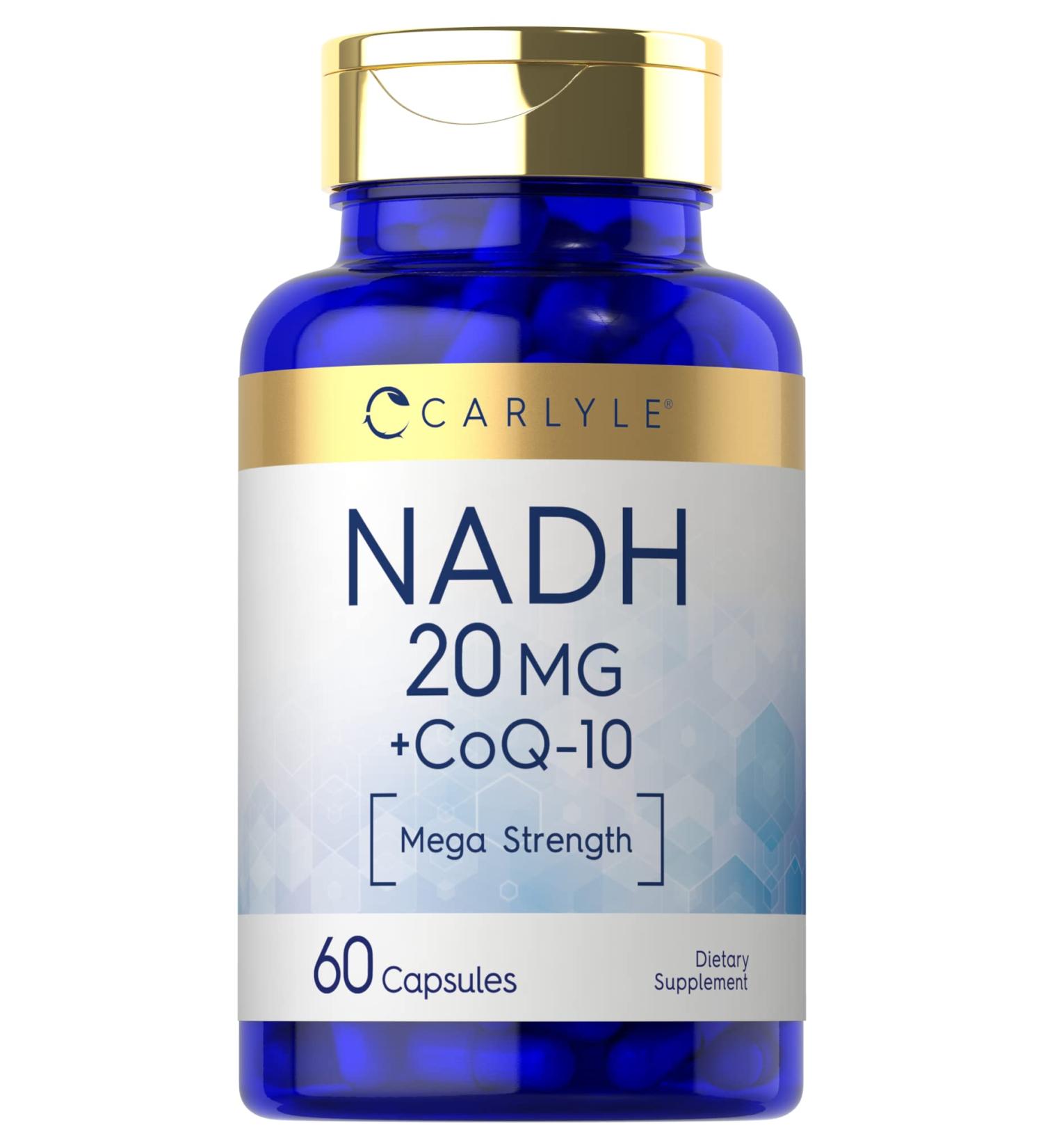 Carlyle NADH Supplement 20mg with CoQ10 | Mega Strength | 60 Capsules | Non-GMO Gluten-Free | International Shipping - Buy Online on GoSupps.com