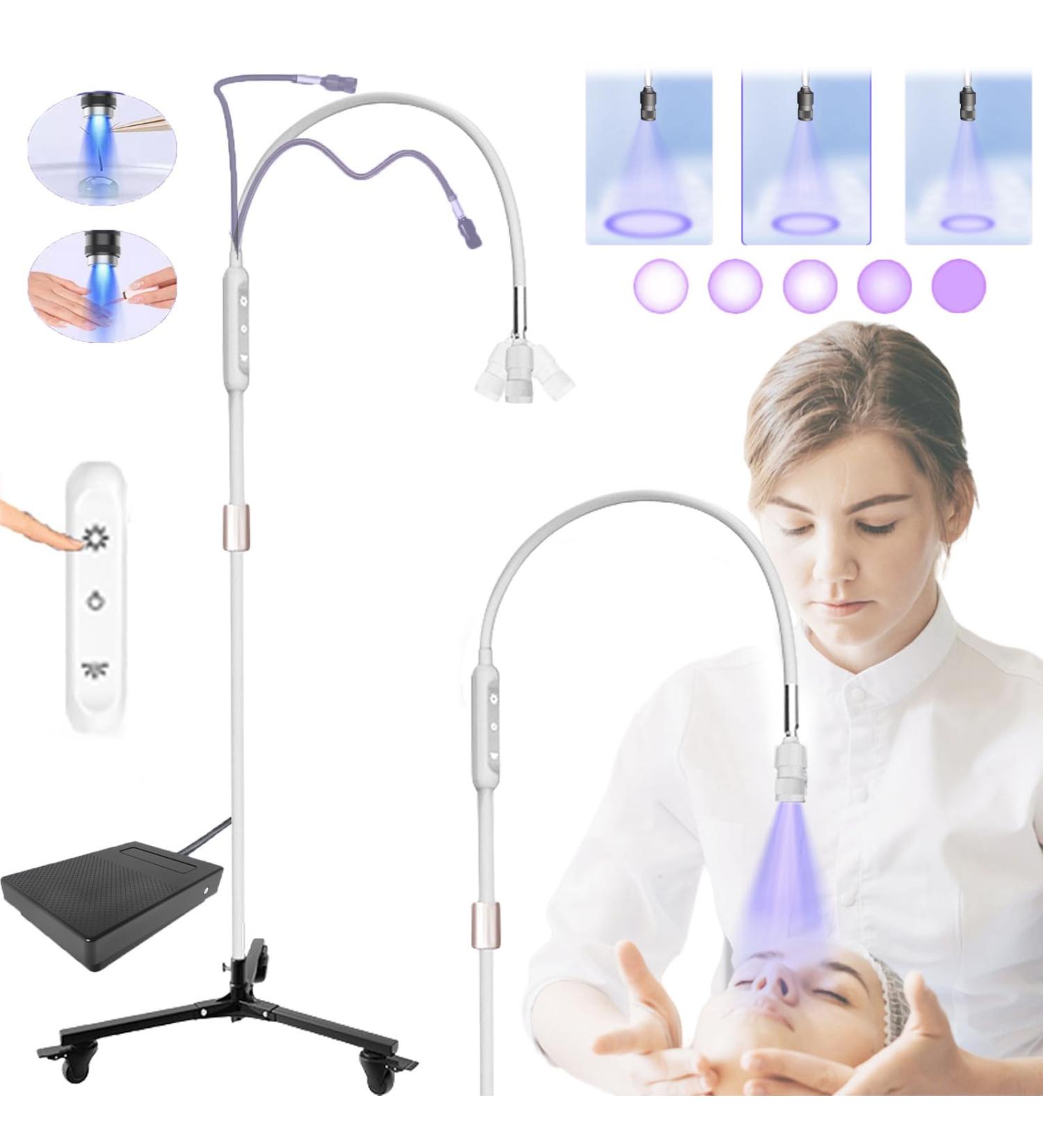 Uv Lash Lamp for Eyelash Extensions Nail Tech Glue Lamp Adjustable Wattage Flexible Gooseneck led Floor Lamp 5W LED UV Light for Light-Curing with Foot Pedal 405-410nm Fast Dryer UV Light White - Buy Online on GoSupps.com