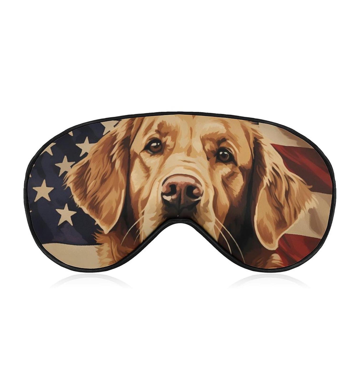 American Flag Golden Retriever Eye Mask - Adjustable Light Blocking Sleep Mask for Men & Women - Buy Online on GoSupps.com