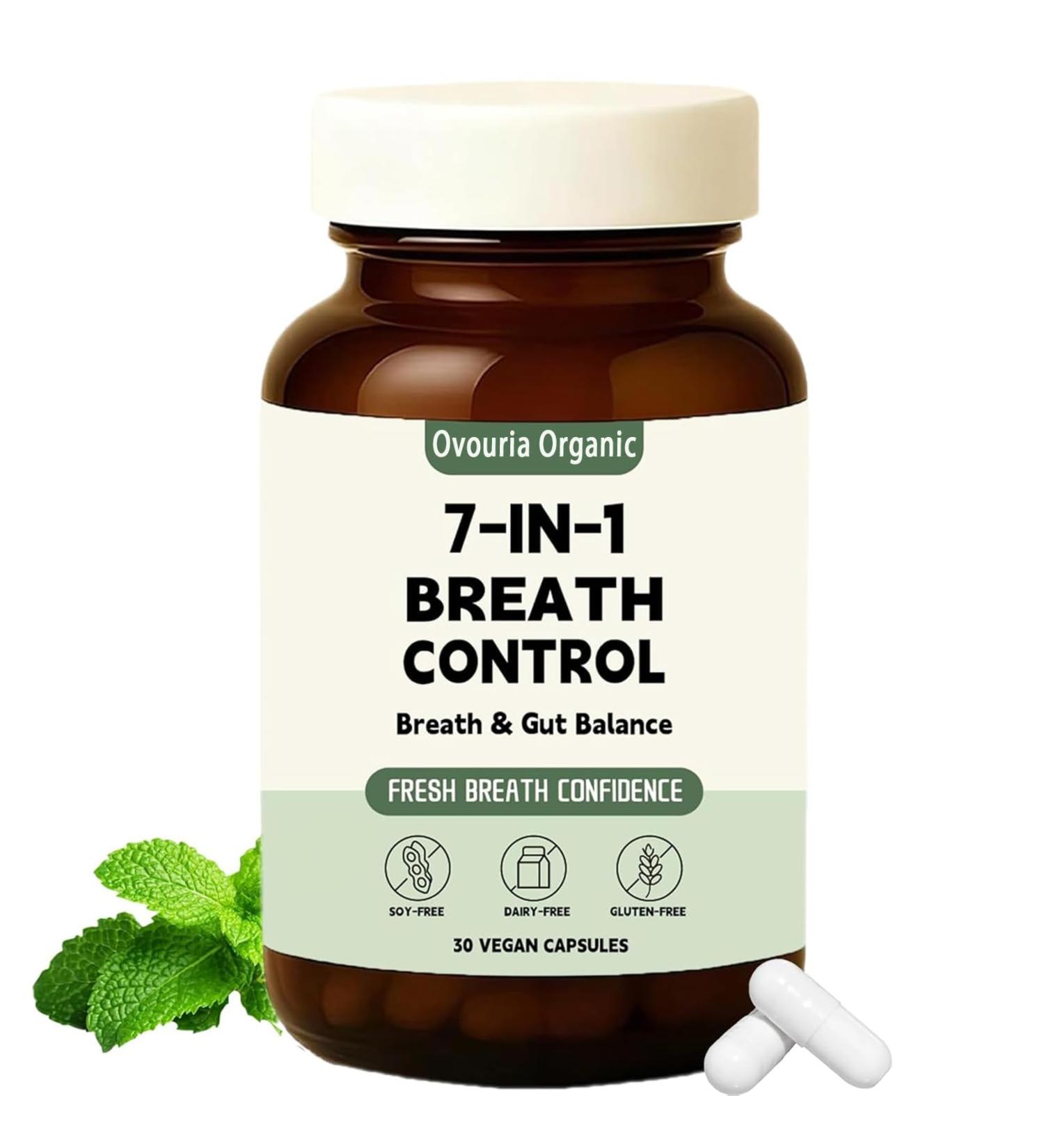 1PCSOvouria Organic Breath and Gut Balance 7-in-1 Advanced Breath Restoration Formula for Teeth & Gums Fresh Breath Chronic Halitosis Vegan Non-GMO 30 Capsules Green - Buy Online on GoSupps.com