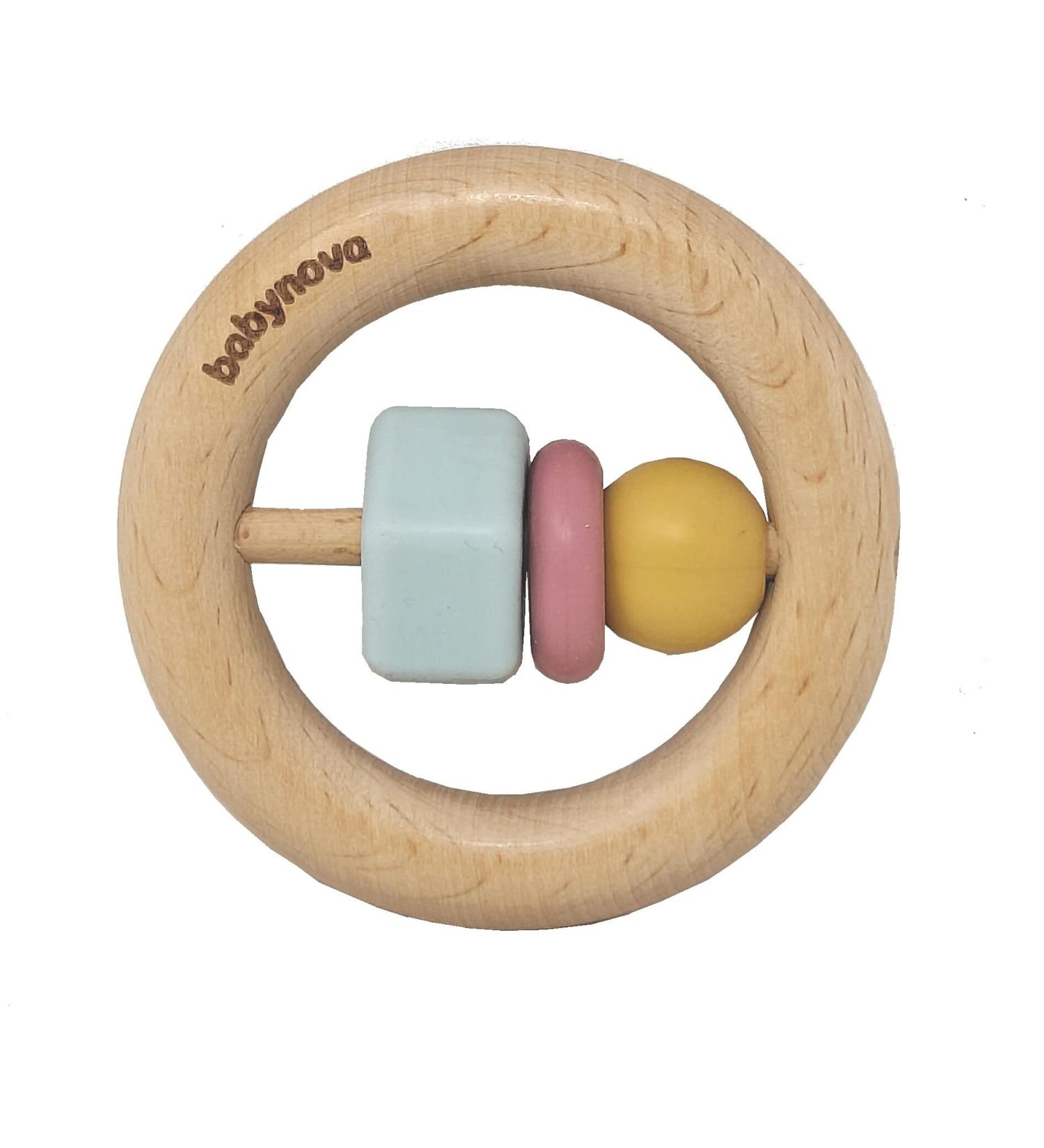 Baby-Nova colorful teething ring teething aid made of wood & silicone