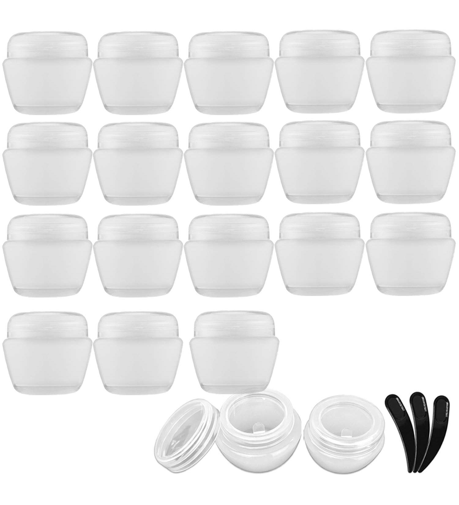 Alledomain 20 Pieces 20ml / 20g Empty Clear Cosmetic Pots with 3 Mini Spatula Plastic Refillable Travel Sample Container Jars with Lids and Inner Liners for Makeup Creams Lotions Beauty Nail - Buy Online on GoSupps.com