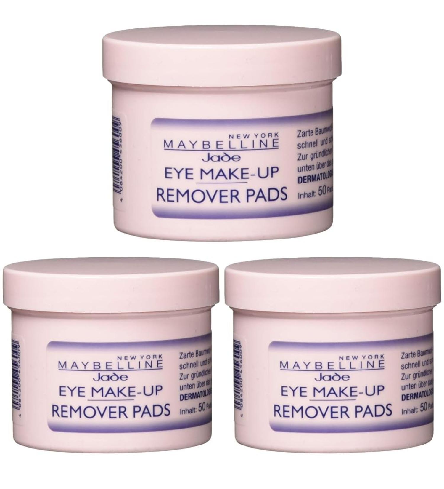 Maybelline Jade Eye Make-Up Remover Pads - Waterproof Make-Up Removal (Pack of 3 150 Pads) - International Shipping Available - Buy Online on GoSupps.com