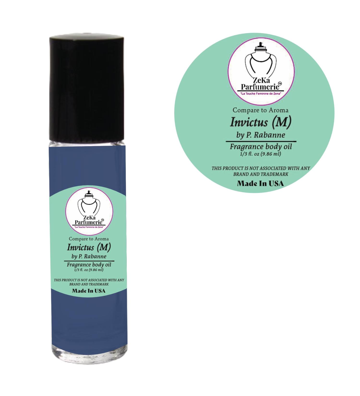 Invictus Inspired Fragrance Body Oil for Men - Travel Size 1/3 oz (9.86ml) Roll-On | Compare to Aroma by P. Rabanne - International Shipping Available - Buy Online on GoSupps.com