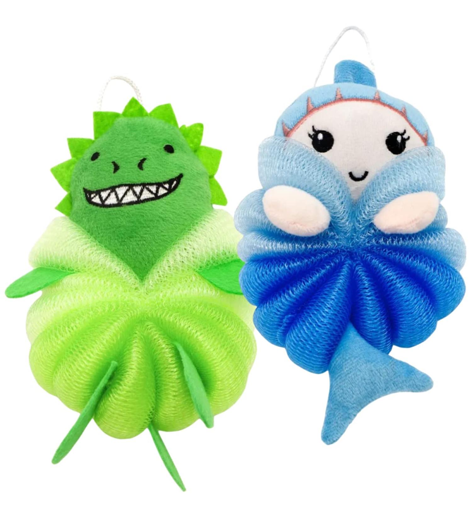 Hemoton Kids Bath Ball & Loofah Sponge - 2pcs Cartoon Bathing Skin Scrubber for Children - Gentle Body Wash Tool - Buy Online on GoSupps.com