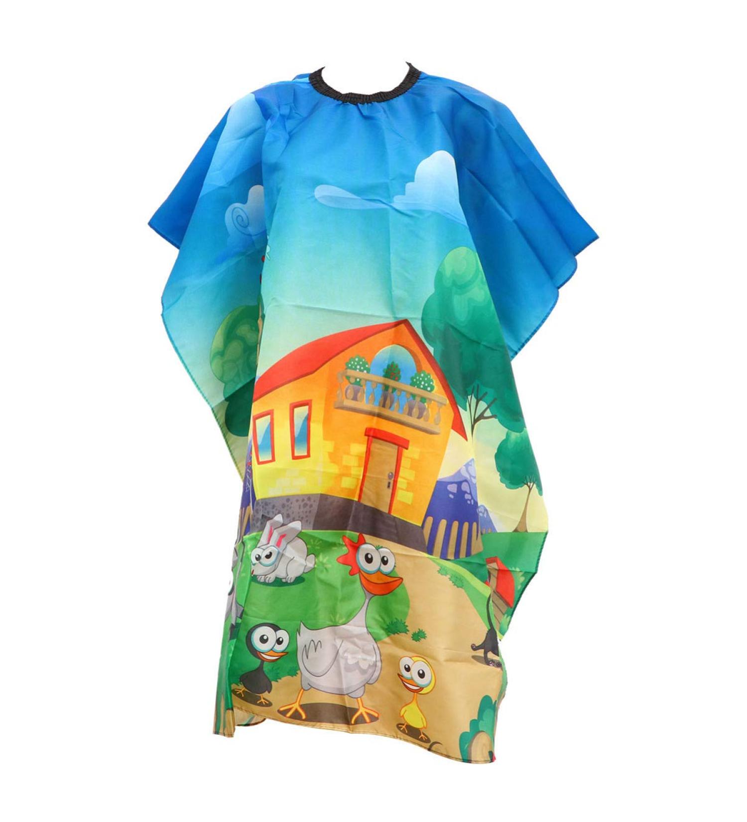 Solustre Blue Animal Cartoon Hairdresser Apron - Cute Baby Haircut Barber Cape for Home Salon & Professional Use - Buy Online on GoSupps.com