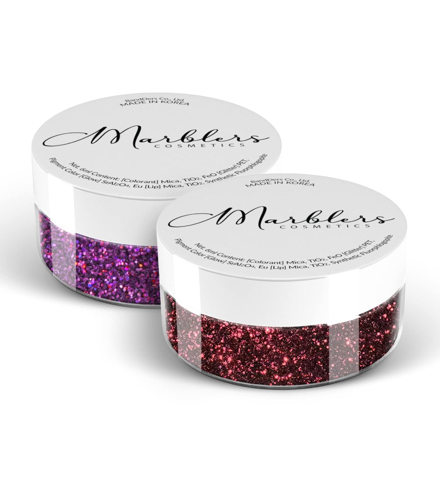 MARBLERS Duo Sangria & Holo Magenta Glitter 10g - Vegan & Cruelty-Free | For Eyeshadow, Nail Art, and Makeup - Buy Online on GoSupps.com