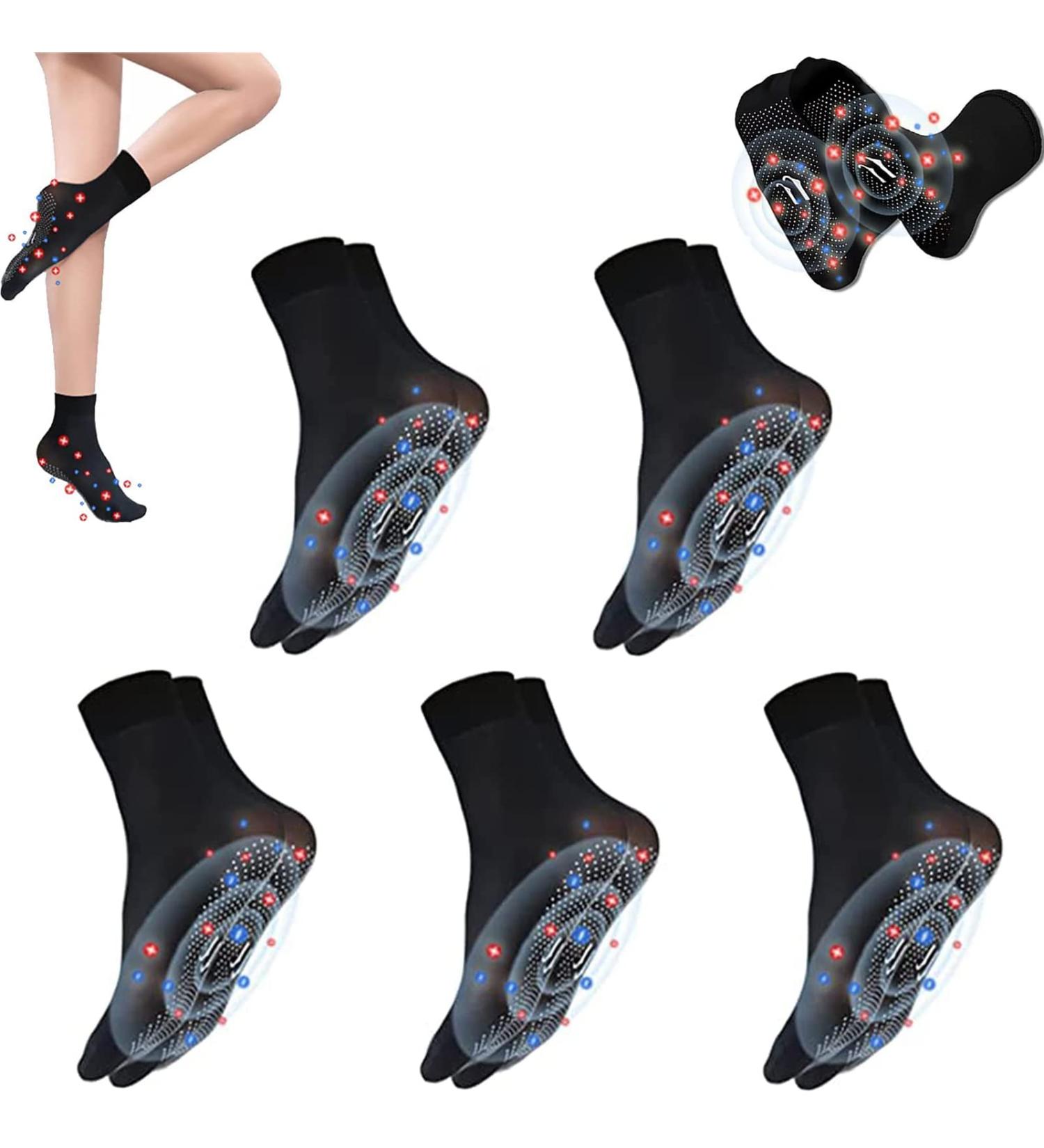 Tourmaline Ionic Body Shaping Socks - Rapid Detox & Acupressure Self-Heating Stretch Socks (5 Pairs Black) | International Shipping Available - Buy Online on GoSupps.com