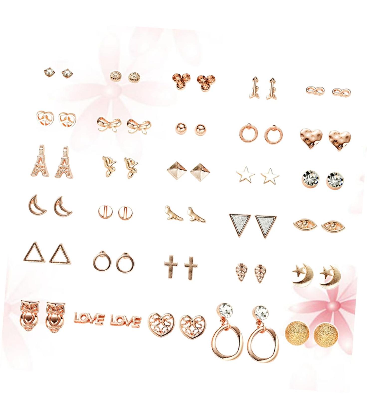 Adorainbow 30 Pairs Ladies Suits Stud Post Earrings for Women Moon Earrings Gold Filled Earrings Womens Earrings Animal Moon Star Shape Earrings Geometric Ear Rings Miss Small and Fresh - Buy Online on GoSupps.com