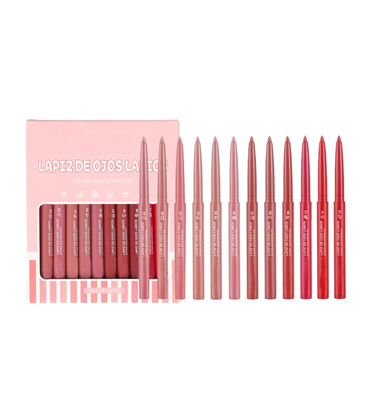 Ensemble Crayon L vres de 12 Couleurs Crayon Levre Mat Combo Levre Durable et Impermeable - Buy Online on GoSupps.com