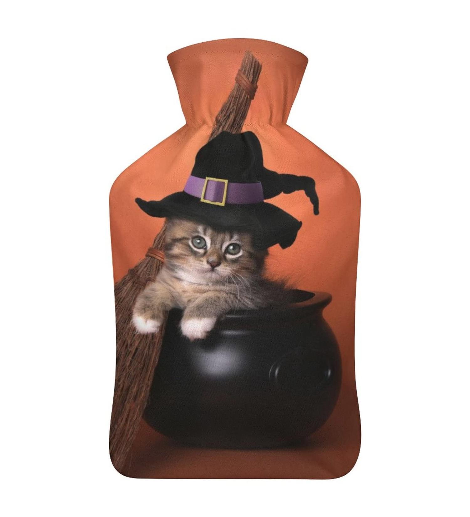 Hot Water Bottle with Lid - Cat Rubber Hot Water Bag for Pain Relief Cramps & Foot Warmer | Hot & Cold Therapy - Buy Online on GoSupps.com