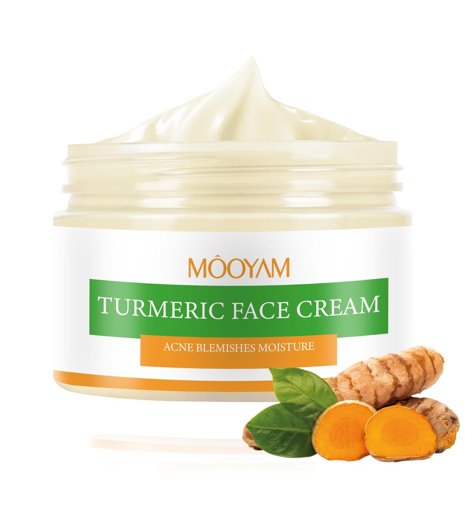 Organic Turmeric Face Cream for Dark Spots & Acne - 50g Moisturizer for Even Skin Tone & Blemish Treatment - Buy Online on GoSupps.com