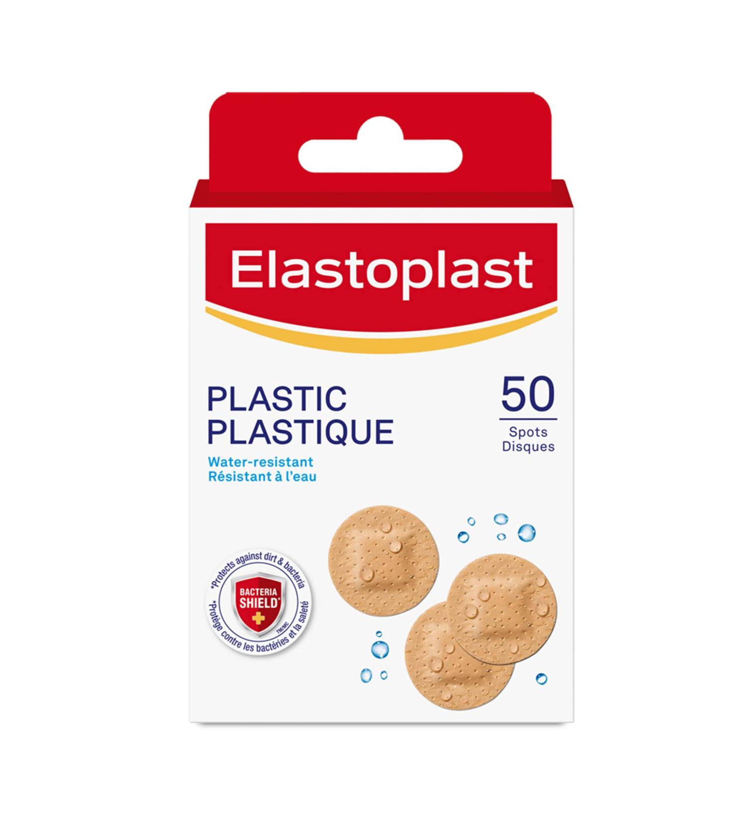 Elastoplast Plastic Water-Resistant Bandages for Small Wound Care and First Aid Kit Discreet Size Strong Adhesion Repel Water and Dirt Bacteria Shield First Aid Supplies 50 Spots Beige 50 Strips - Buy Online on GoSupps.com