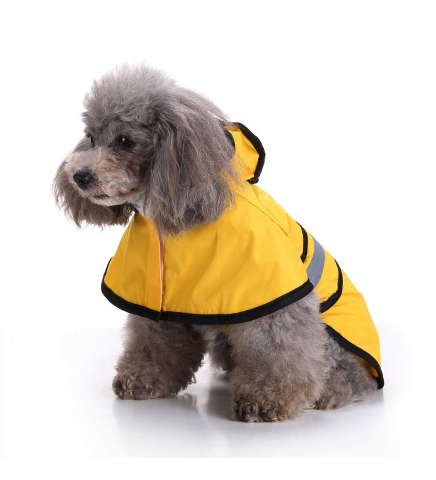 Lifeunion Dog Reflective Raincoat with Hood and Harness Hole - Waterproof Slicker Poncho for Small Medium Dogs - Medium Yellow - Buy Online on GoSupps.com