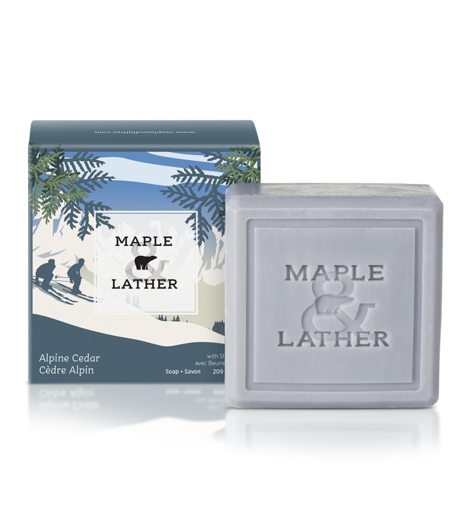 Maple & Lather Triple Milled Bar Soap - Shea Butter Alpine Cedar Scent Long-Lasting & Sustainably Sourced 209g - Made in Provence France - Buy Online on GoSupps.com