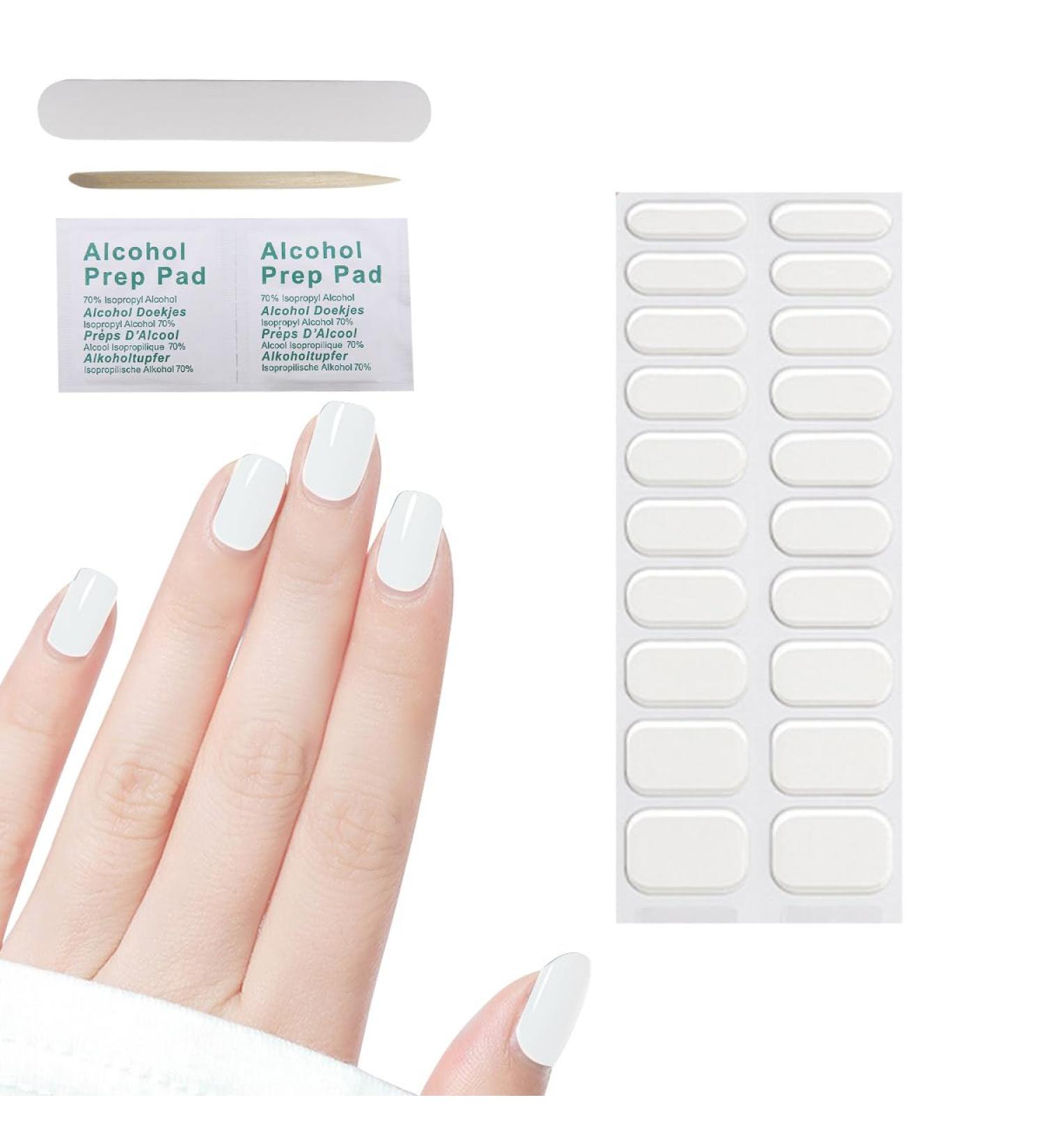 Semi Cured Gel Nail Strips 32 PCS Gel Nail Polish Stickers Wraps Adhesive Gel Nail Stickers with Nail File Stick and Sealing Strip(M) - Buy Online on GoSupps.com