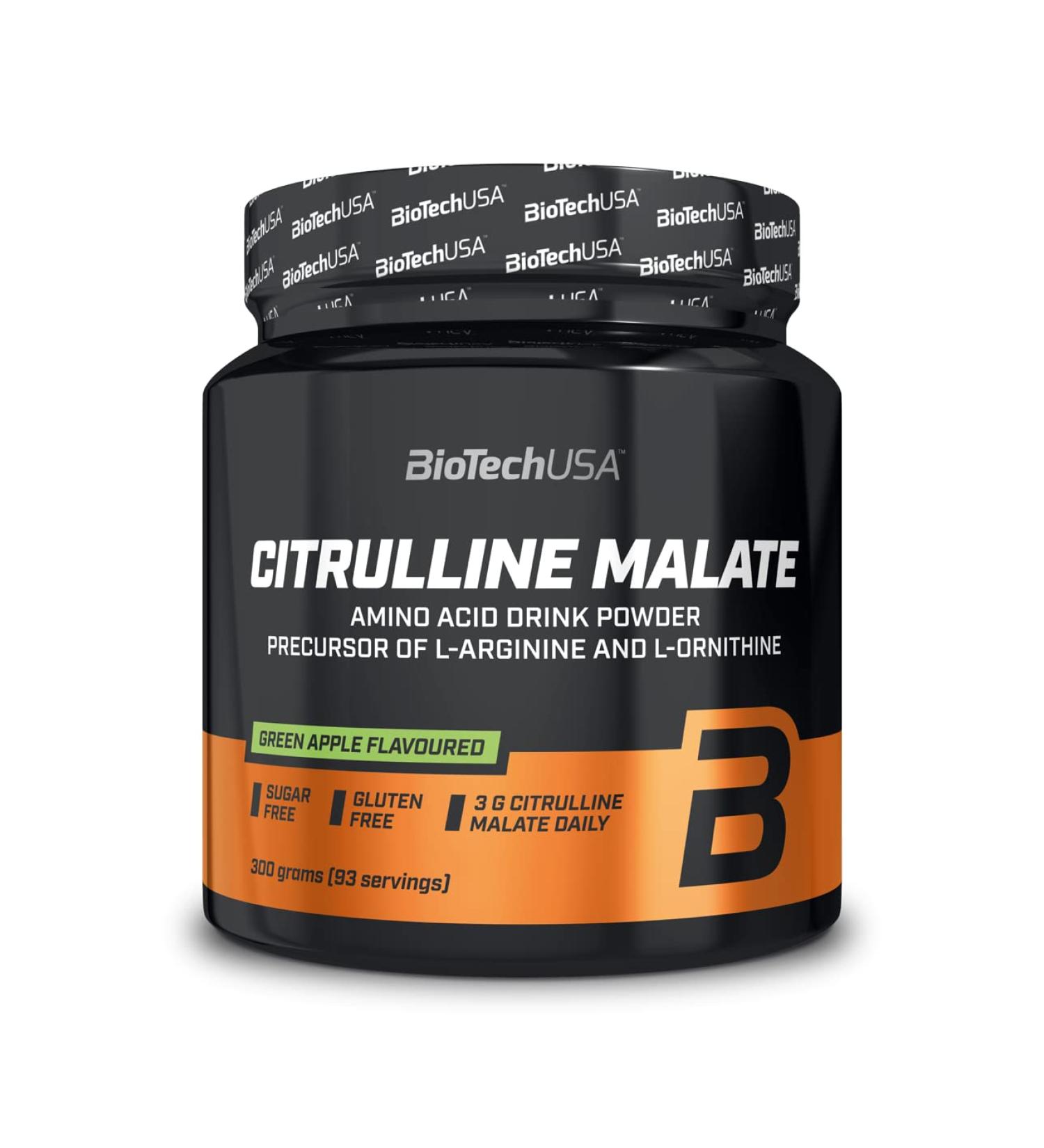 BioTechUSA Citrulline Malate powder Essential amino acid for athletes Sugar Free Gluten Free 300g Green Apple Green apple 300 g 1er Pack - Buy Online on GoSupps.com