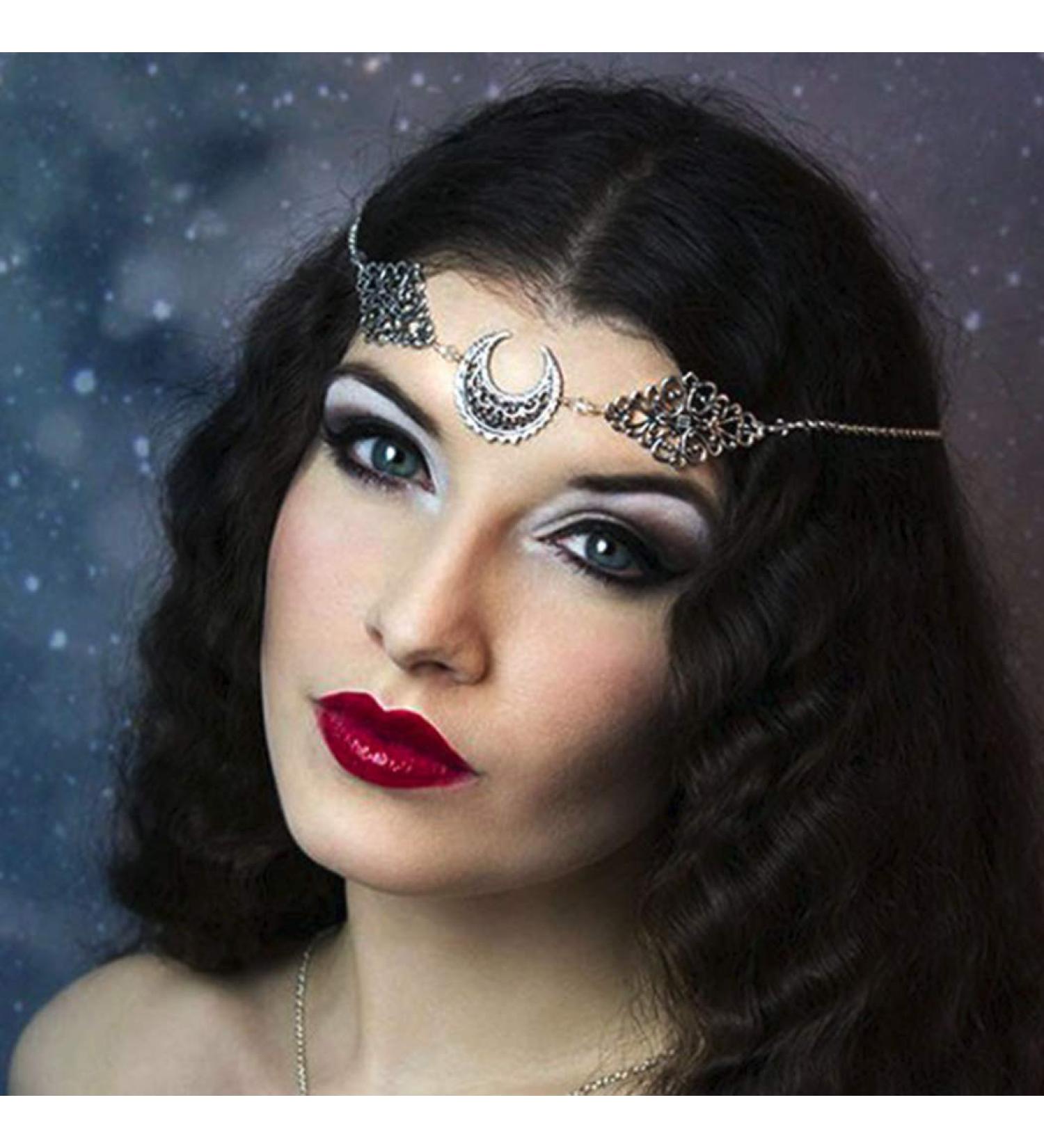 Jovono Boho Head Chain | Crystal & Hollow Moon Pattern Hair Accessories for Women & Girls - Buy Online on GoSupps.com