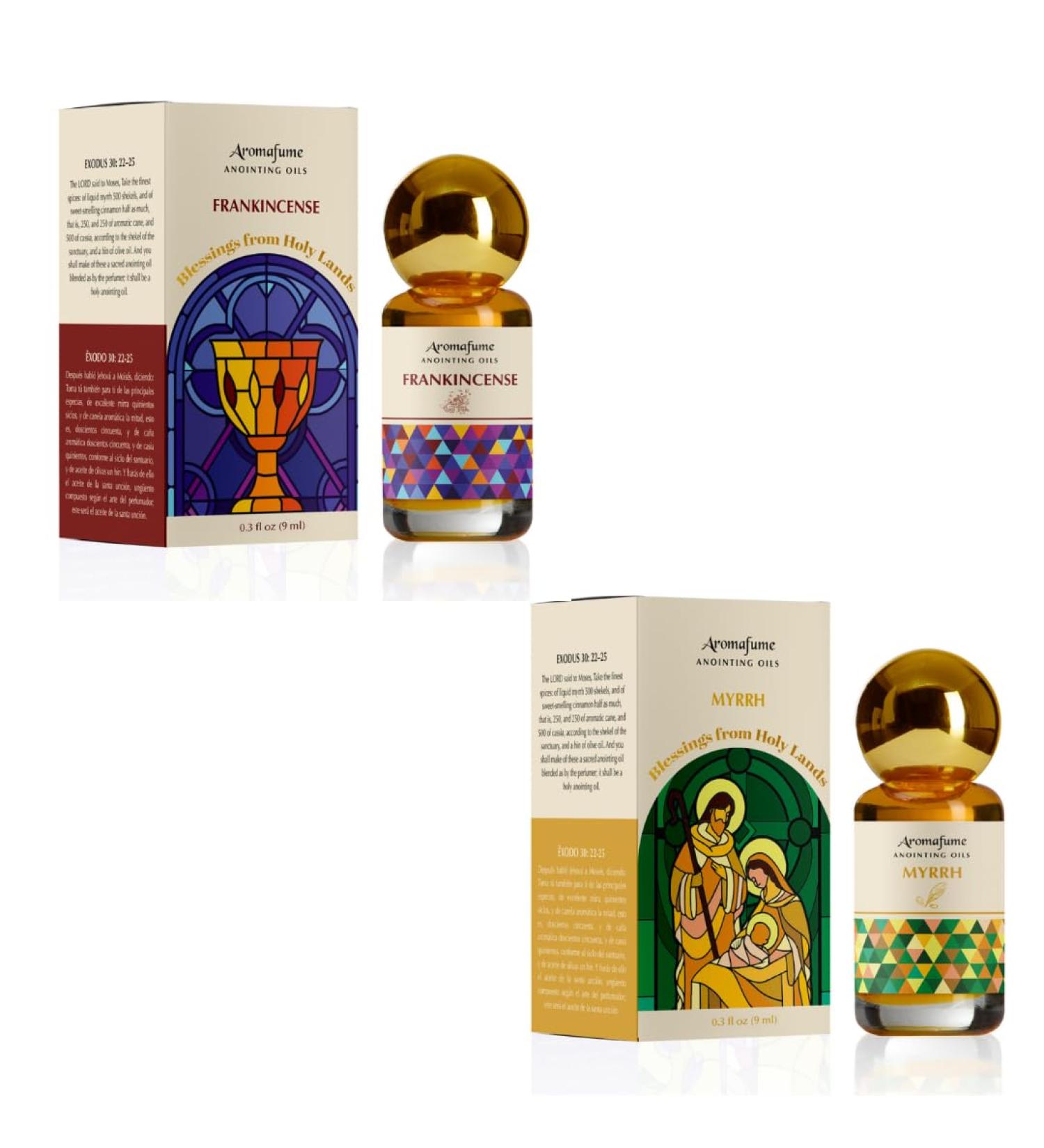 Frankincense Anointing Oil & Myrrh Anointing Oil Pack | Blessings from The Holy Lands | Blessed Olive Oil from Jerusalem | Biblical Spices | Natural Ingredients | Holy Oil for Prayer and Protection - Buy Online on GoSupps.com