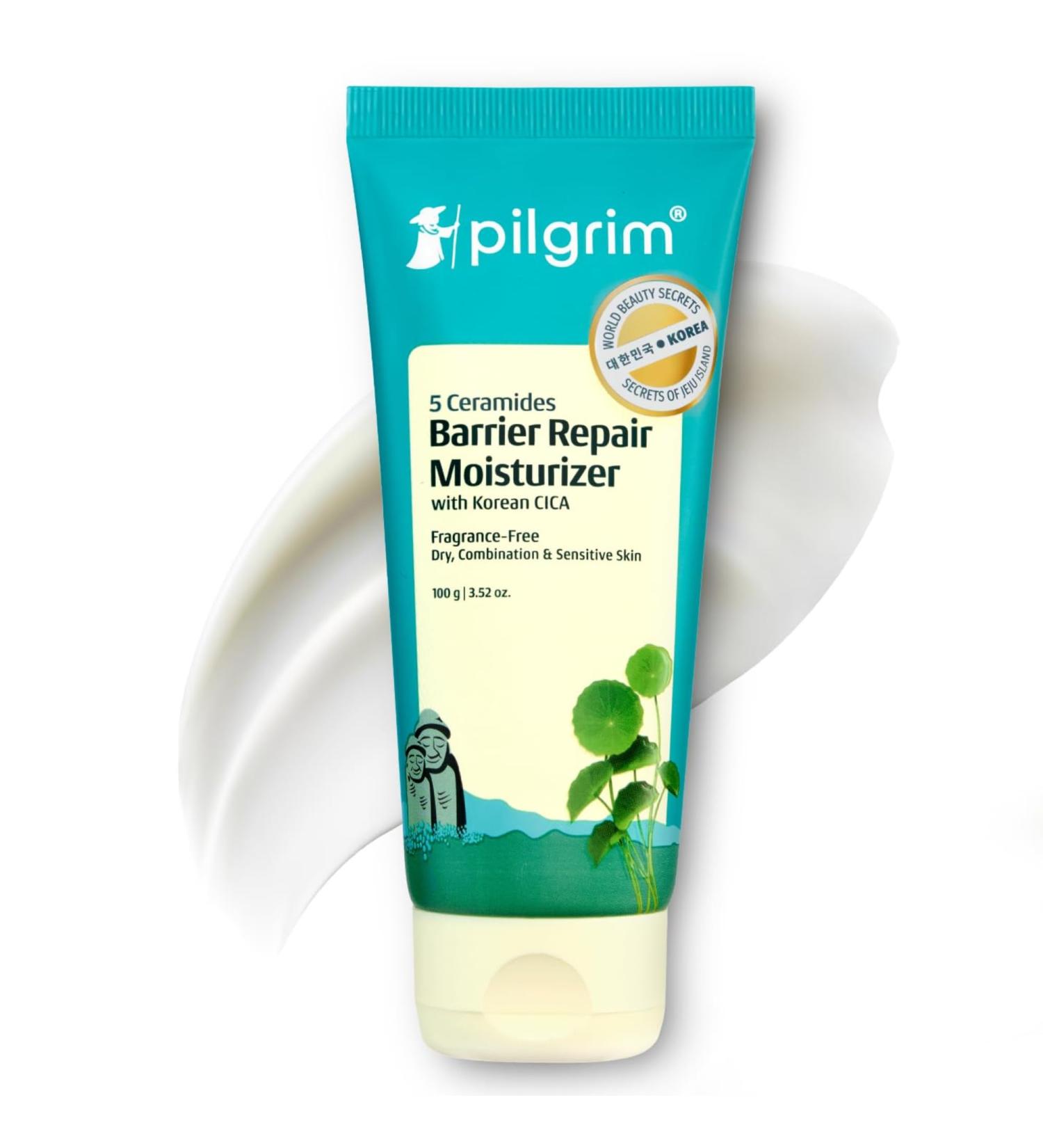 Pilgrim Cica Moisturizer for Face with 5 Ceramides & Hyaluronic Acid | Hydrating Fragrance-Free Cream for Dry Sensitive & Combination Skin | Repairs Skin Barrier | 3.53 Oz (100g) - Buy Online on GoSupps.com