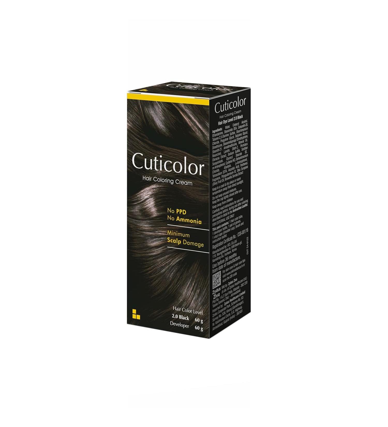 Cuti.colour Permanent Hair Color Cream 60g - Ammonia & PPD Free Sensitive Skin Formula Scalp Health Enriched with Portulaca & Boseivela - Black - Buy Online on GoSupps.com