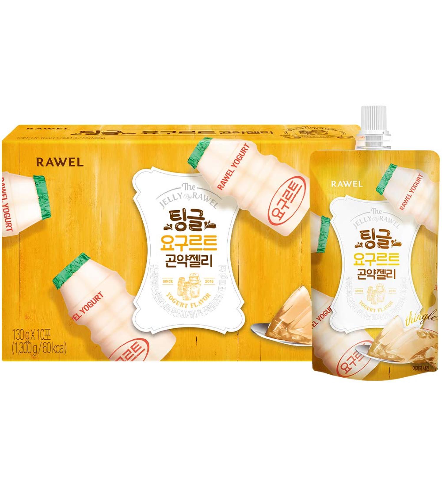 Rawel Tingle Delicous Konjac Jelly 1box (130ml x 10packs) / 6 Calories per Pouch / Sugar Free / Low Calories / Fruit Flavor Jelly with Low carb / Drinkable Zero Sugar Jelly Dessert (Yogurt) - Buy Online on GoSupps.com