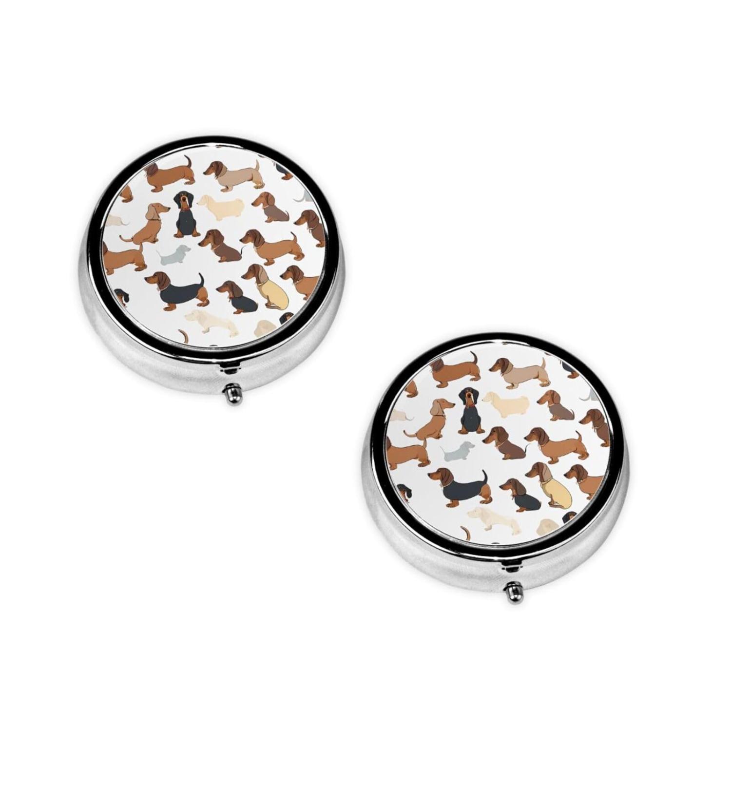 I Love My Dog Dachshund Mini Round Pill Box | 3 Compartment Travel Pill Organizer | Portable Medicine Case for Home & Office - Buy Online on GoSupps.com