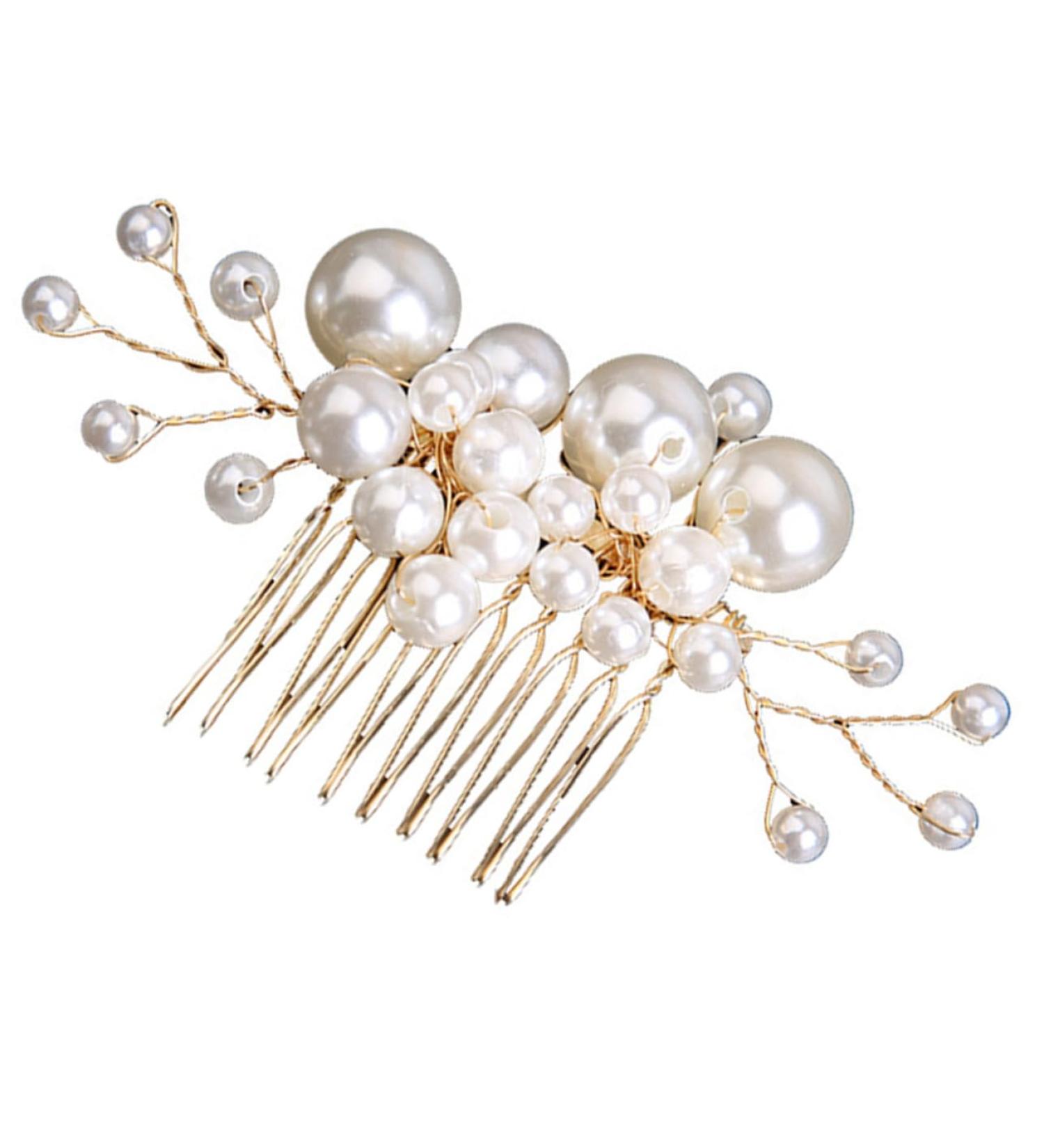 FOMIYES Pearl Comb Pearl Hair Clips Bride Hair Comb Bridal Headpieces for Wedding Hair Bling Wedding Hair Jewelry Pearls Headpiece Bridal Hair Gold Tiara Accessories Miss The Flowers Alloy - Buy Online on GoSupps.com