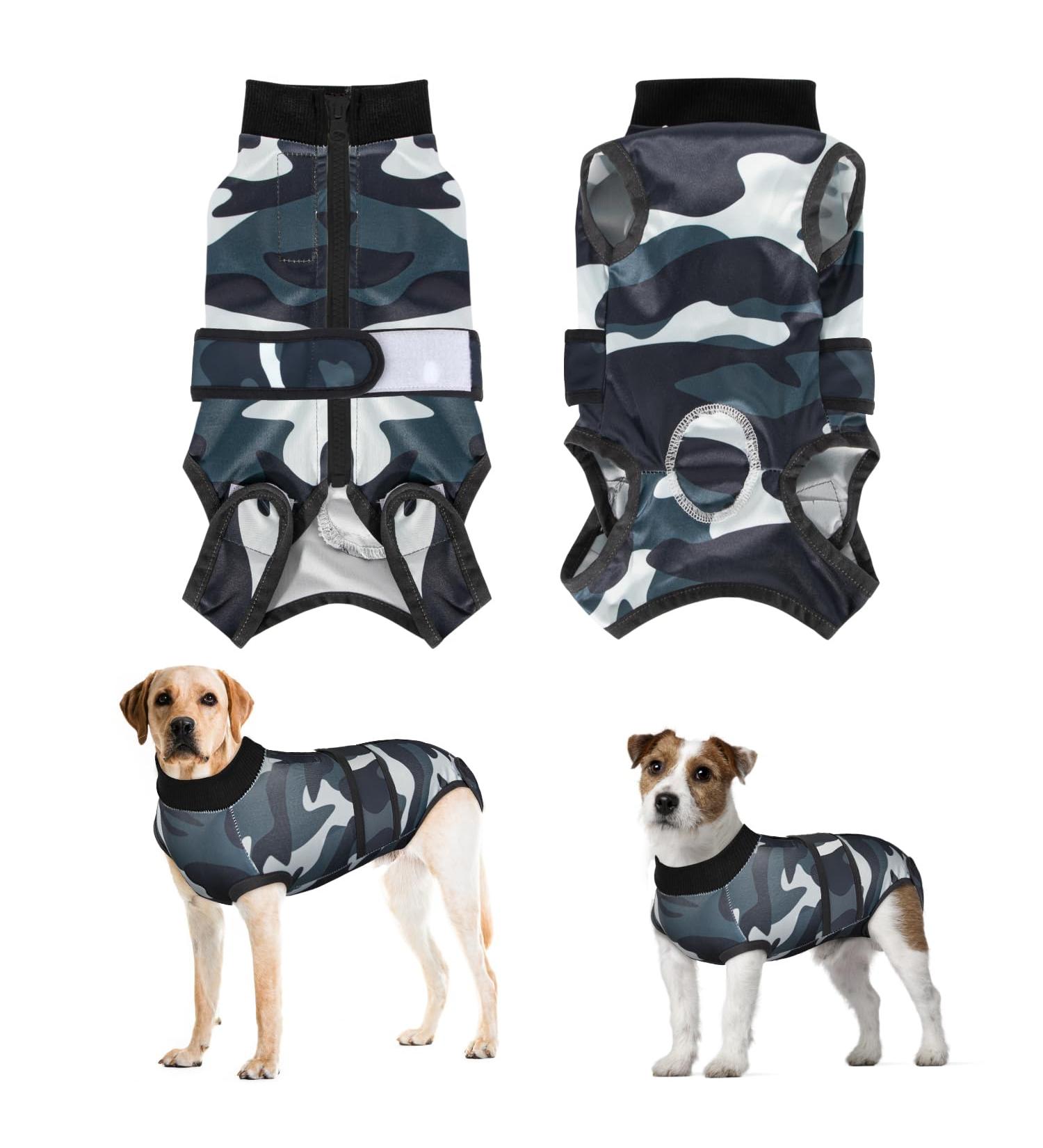 Eyein Dog Recovery Suit - Breathable Soft One-Piece with Zipper & Belt for Wound Protection | Camouflage XL for Pets - Buy Online on GoSupps.com