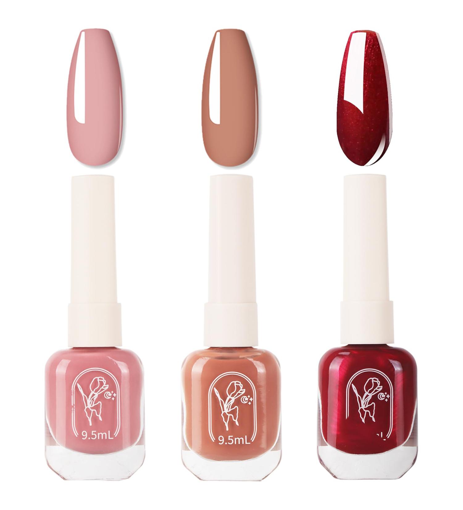Nail Polish Set - Nude Nail Varnish Sets - Nude Brown Pearl Red Pink Nail Varnish - Oil-Based Formula French Manicure Nail Polish - Long Lasting Nail Polish for Women DIY Nail Art - Buy Online on GoSupps.com