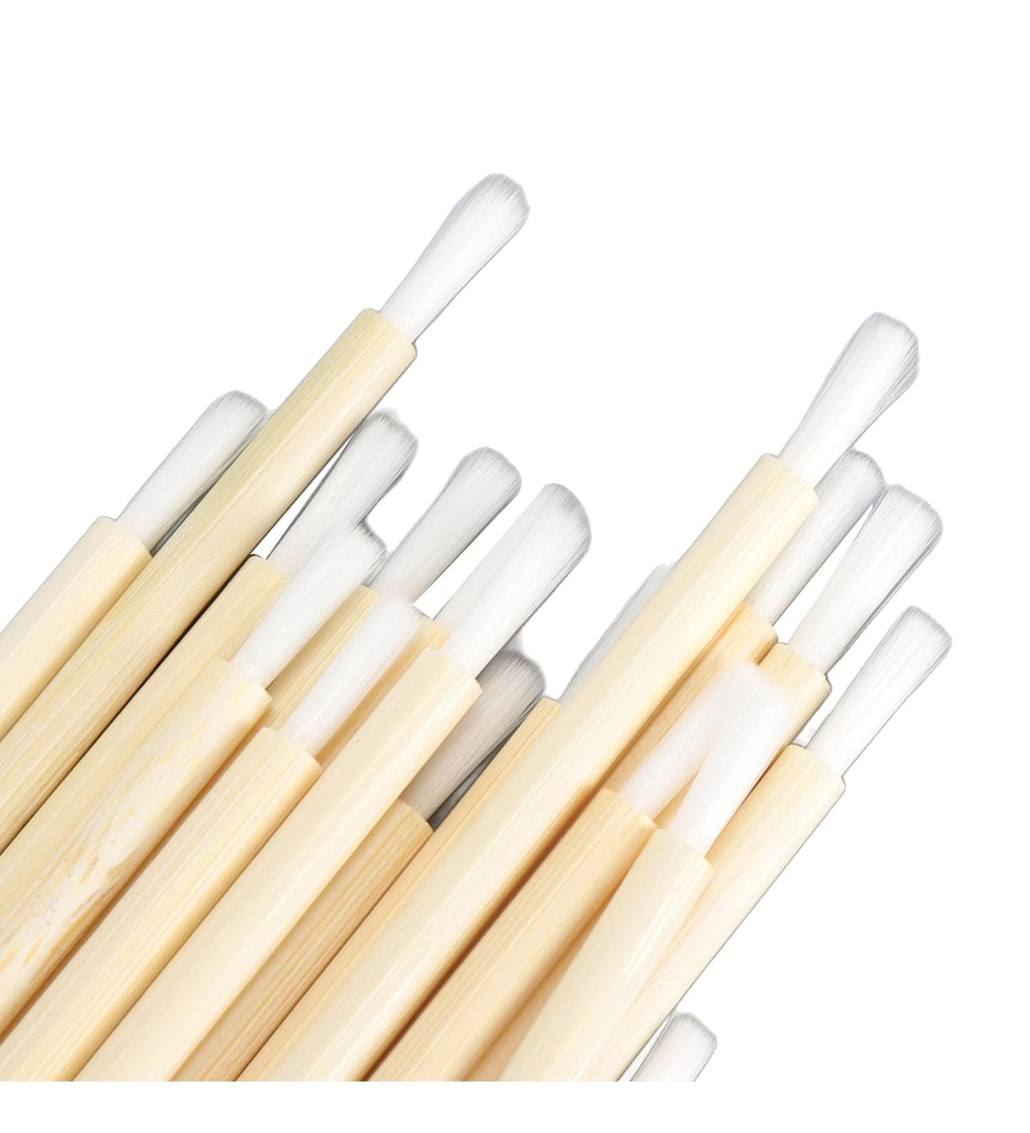 Bamboo Handle Lip Brush Portable Lipstick Applicator 100pcs Nylon Fiber Lip Brush - Buy Online on GoSupps.com