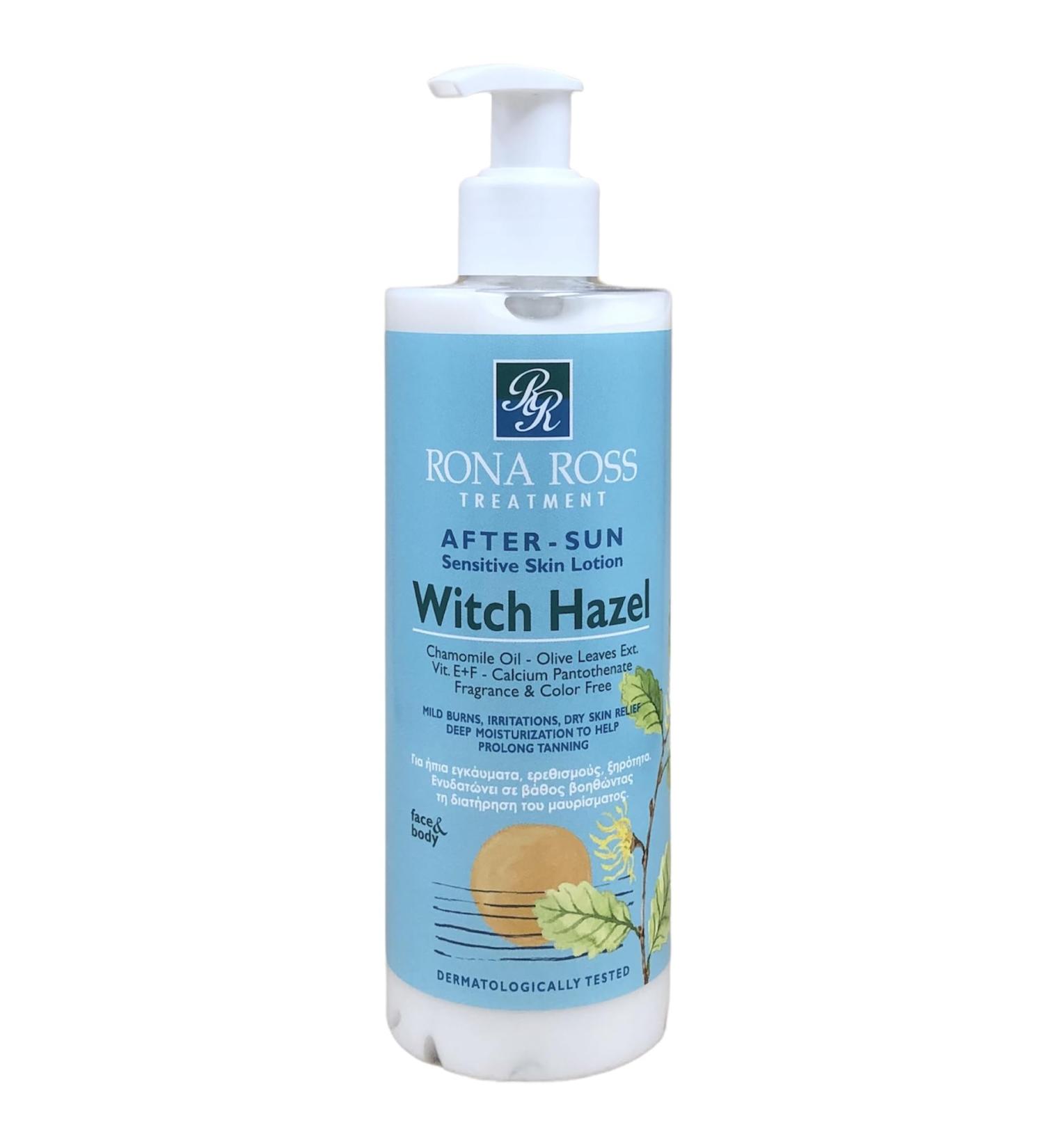Rona Ross Witch Hazel After-Sun | Sensitive Skin Lotion with Chamomile Olive Leaves & Vitamins E+F
