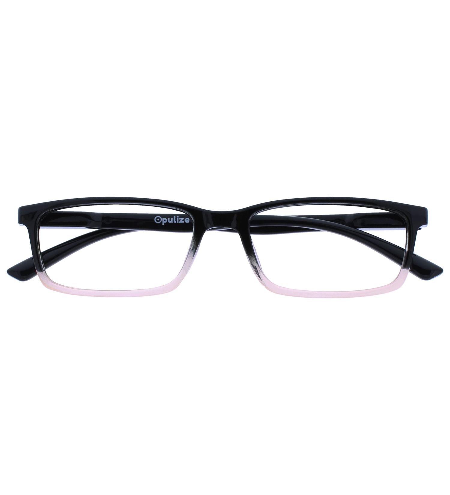 Opulize Blue Light Filter Glasses | Anti-Reflective Gaming & Computer Glasses | Men s Narrow Frame with Spring Hinges | Prescription +3.00 Diopters | Stylish Black to Pale Pink | Improve Sleep & Eye Health - Buy Online on GoSupps.com