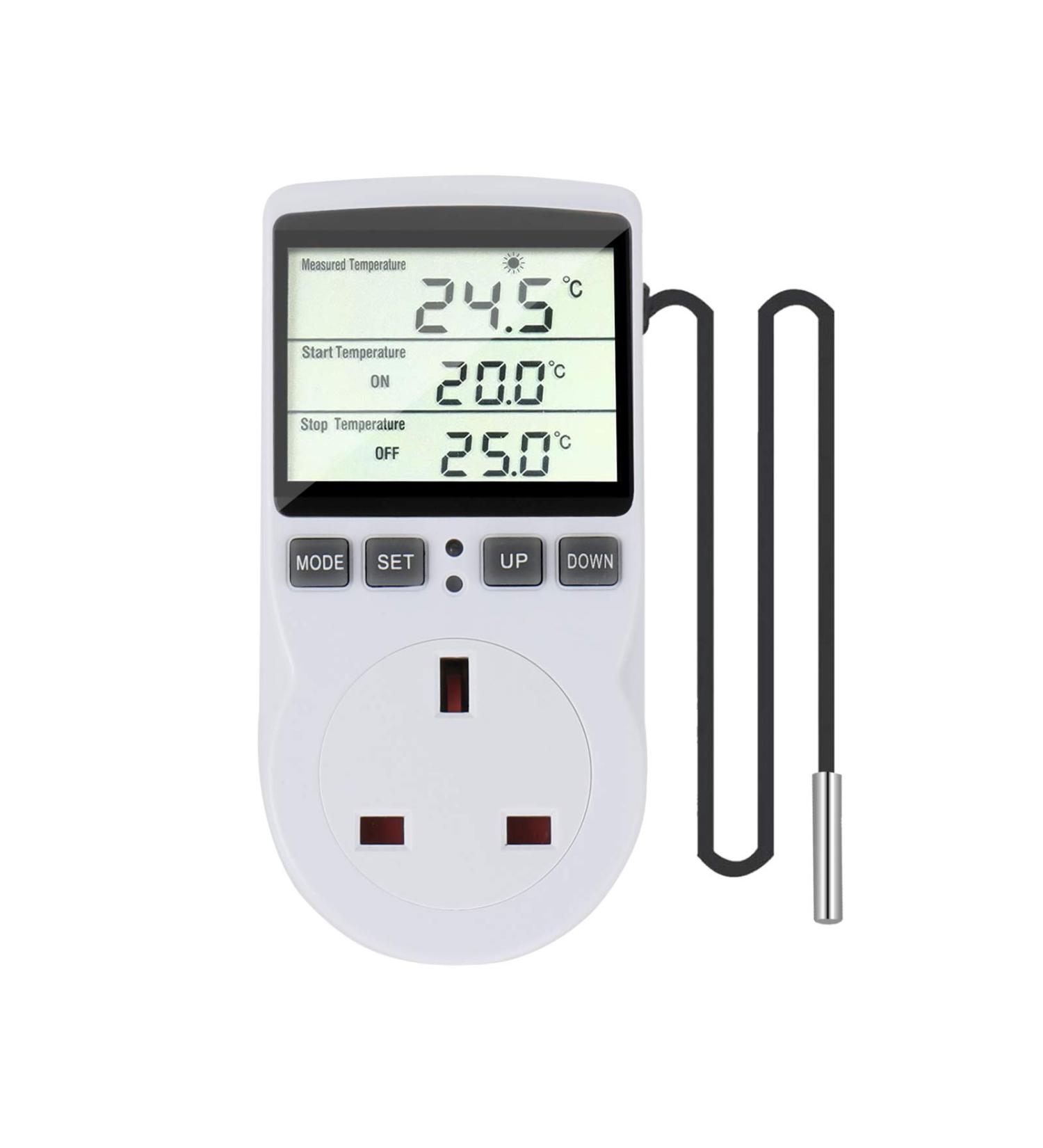 Furado Digital Temperature Controller LCD Screen Heating Cooling Temperature Switch Thermostat Outlet Socket with 1.7m Sensor 230V Digital Thermostat for Greenhouse Farm Terrarium Reptile - Buy Online on GoSupps.com